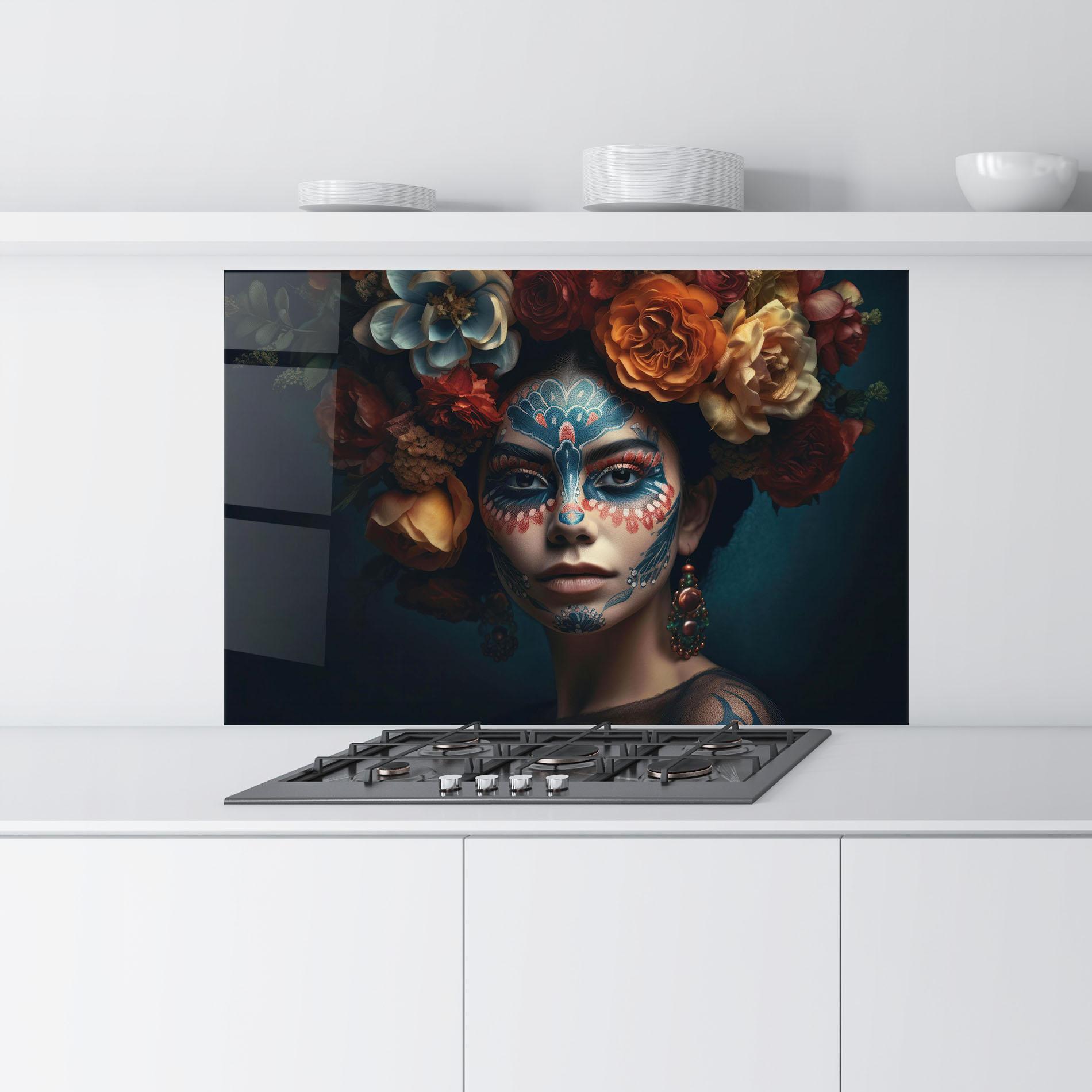 Panel Szklany do Kuchni Skull Makeup mockup 9