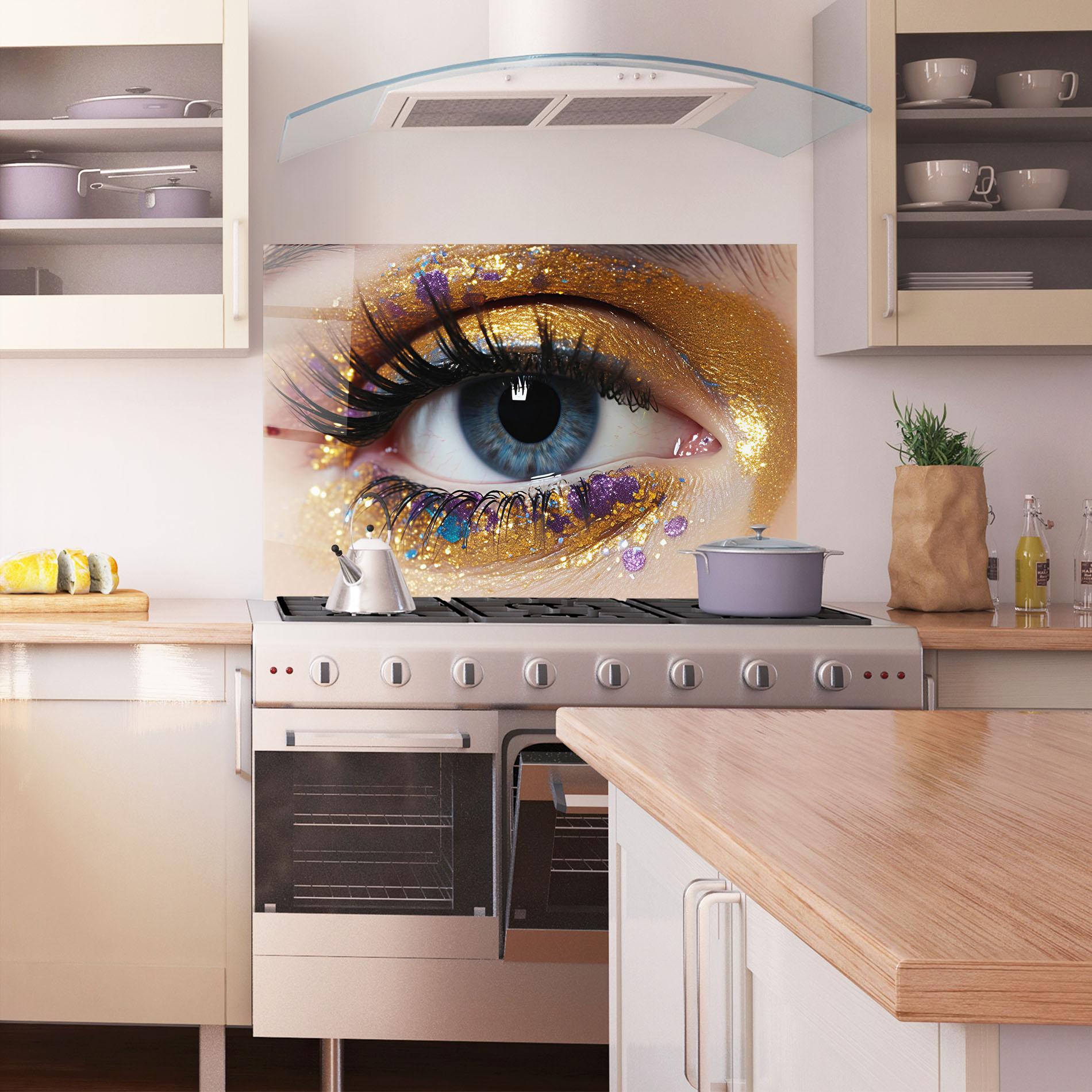 Panel Szklany do Kuchni Blue Eye Make Up mockup 1