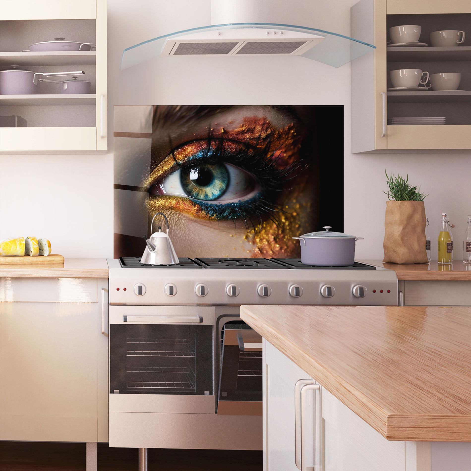 Panel Szklany do Kuchni Blue Green Eye Makeup mockup 1