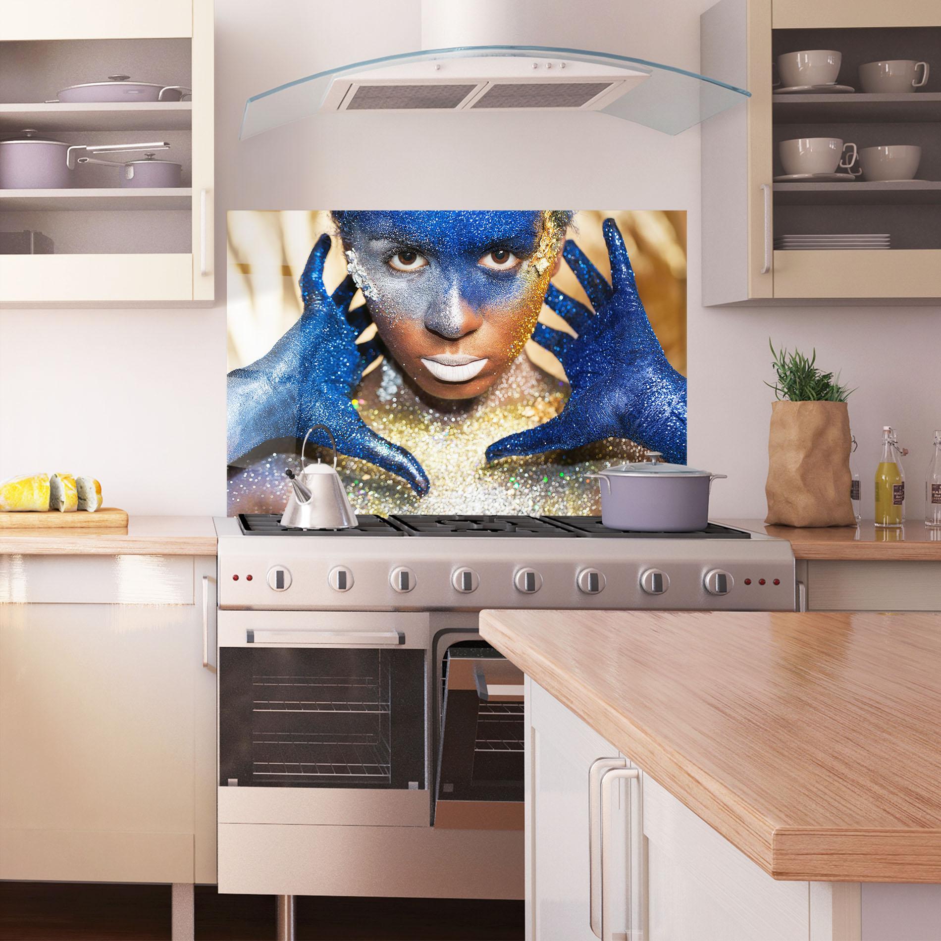 Panel Szklany do Kuchni Glue Gold Glitter mockup 1