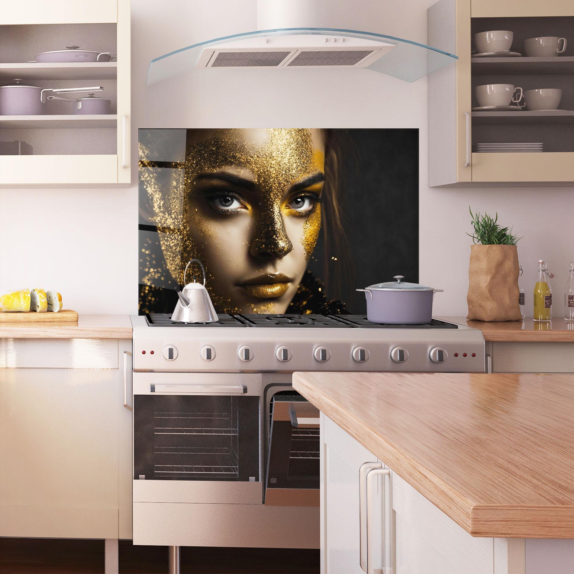 Panel Szklany do Kuchni Grey Cat Eye Makeup mockup 1