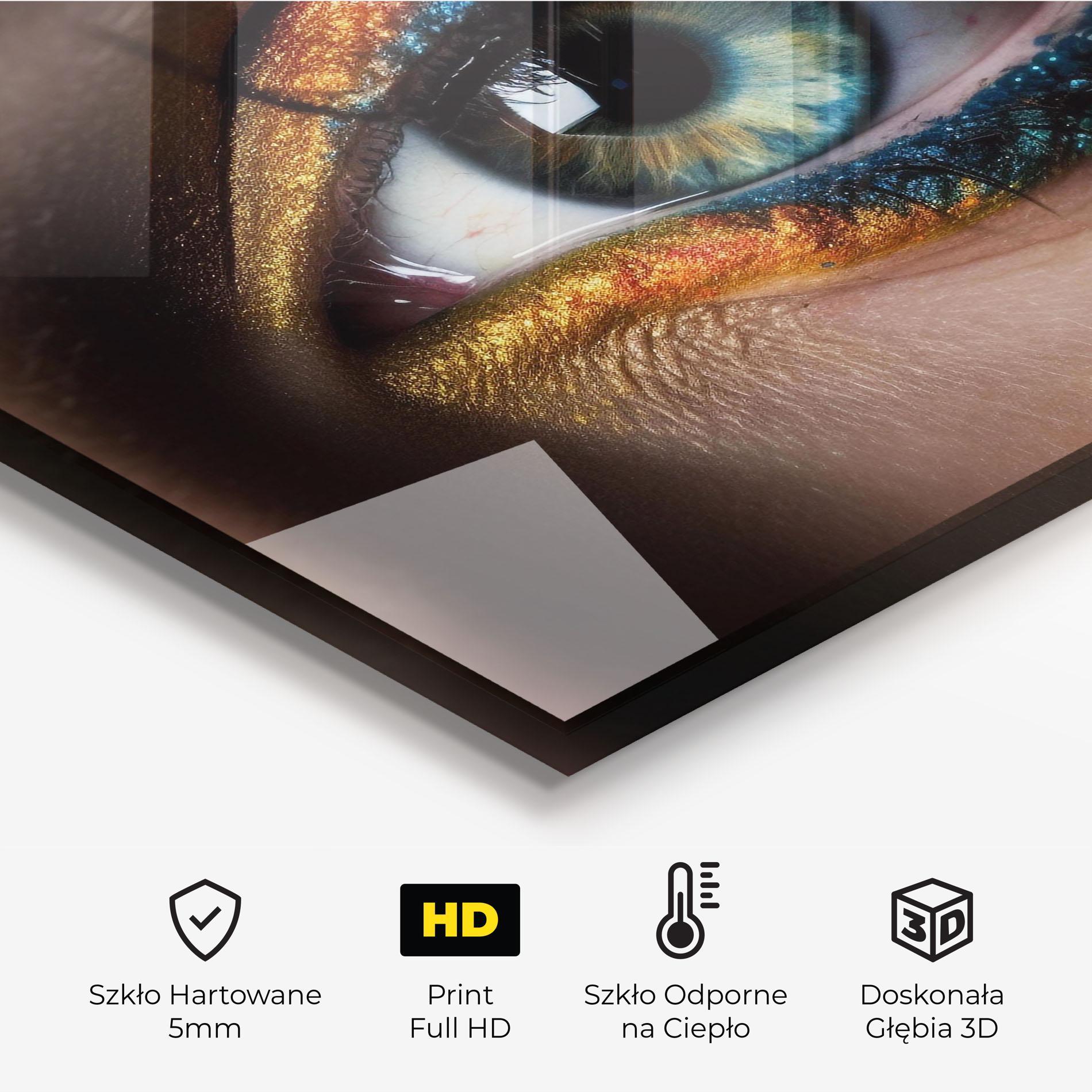 Panel Szklany do Kuchni Blue Green Eye Makeup mockup 2