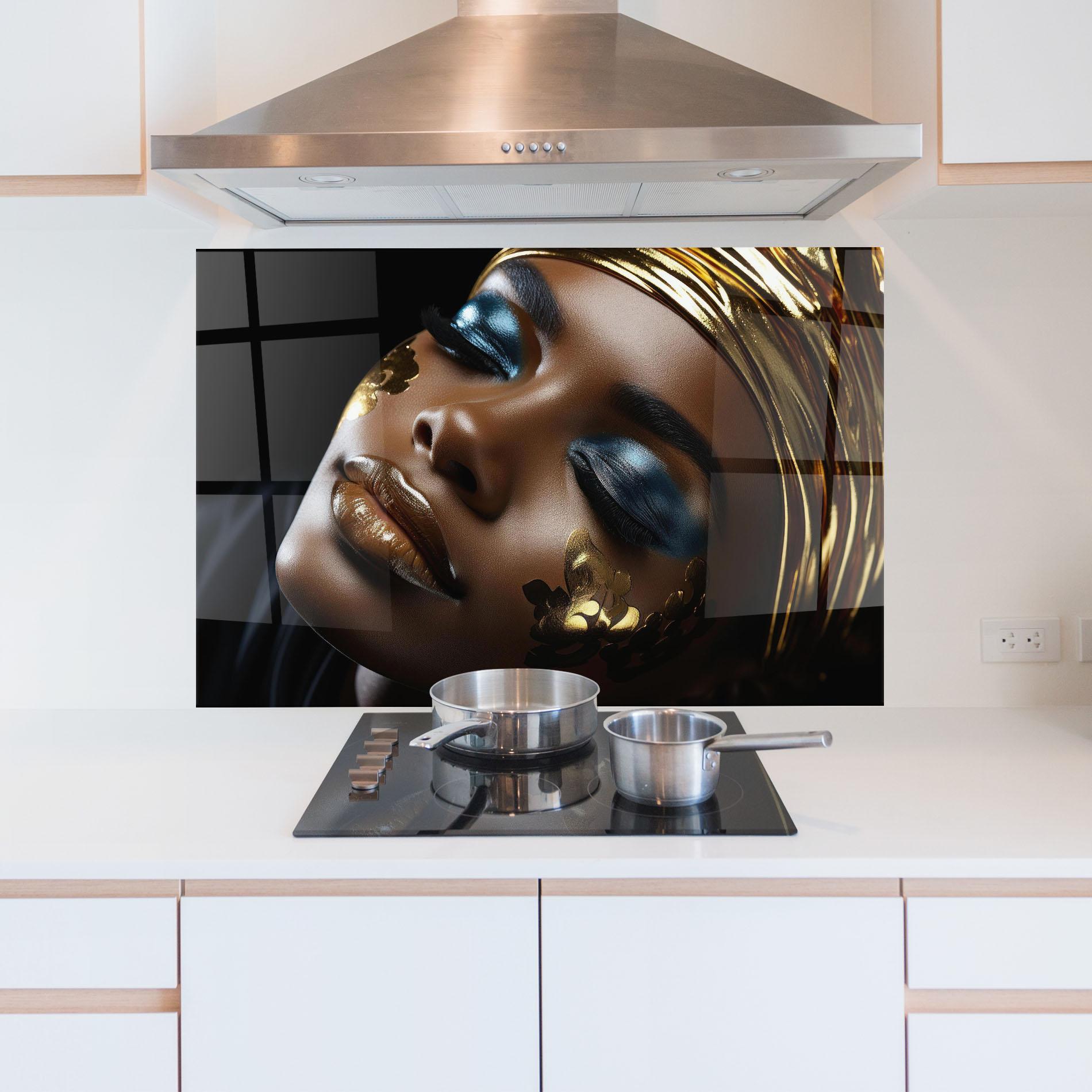 Panel Szklany do Kuchni Dark Blue Makeup mockup 5