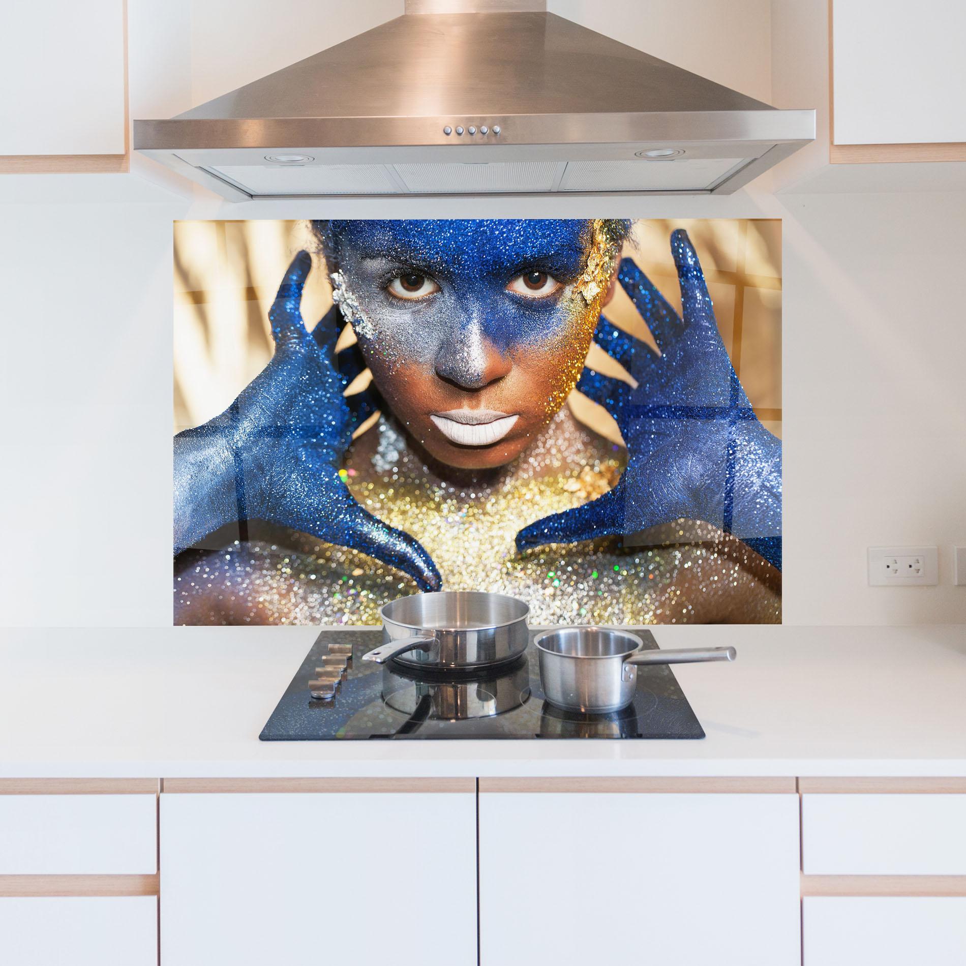 Panel Szklany do Kuchni Glue Gold Glitter mockup 5