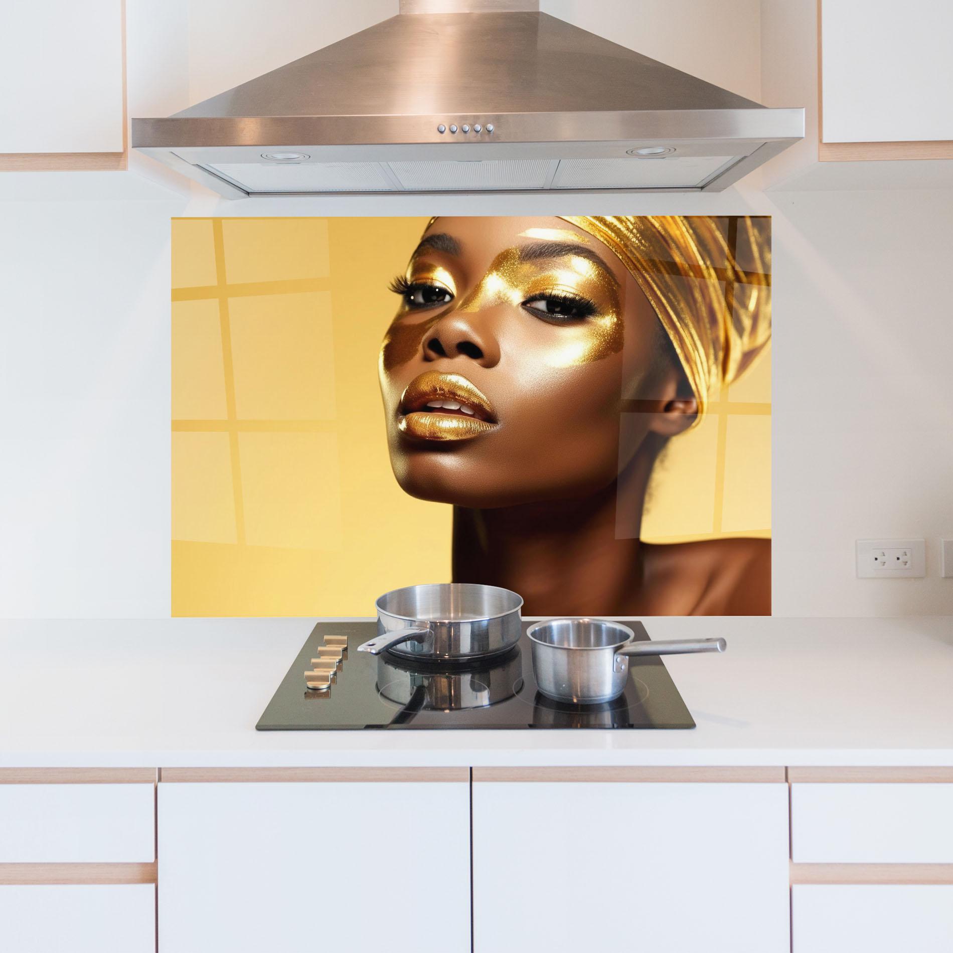 Panel Szklany do Kuchni Gold Headdress mockup 5