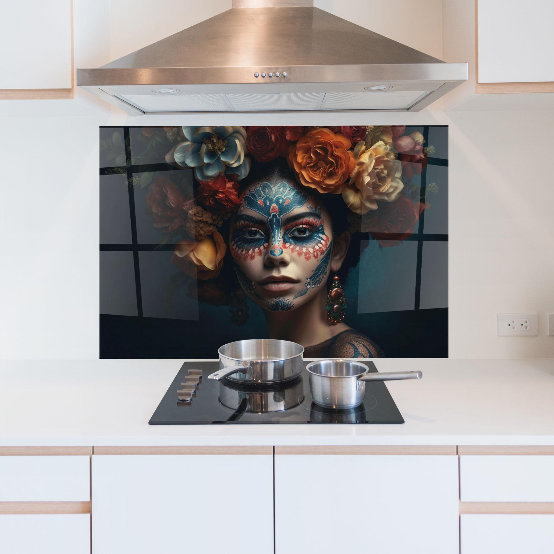 Panel Szklany do Kuchni Skull Makeup mockup 5
