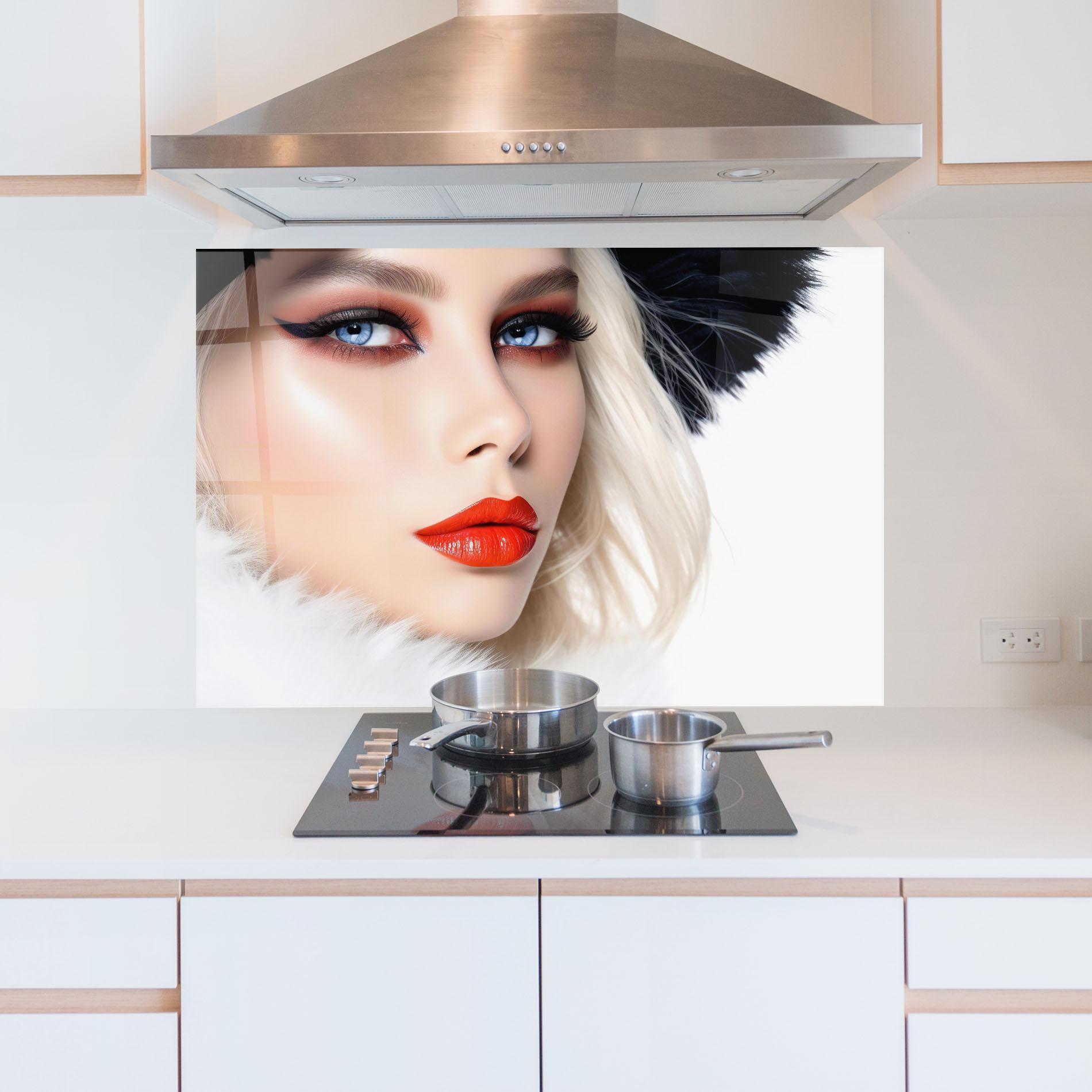 Panel Szklany do Kuchni White Hair Makeup mockup 5