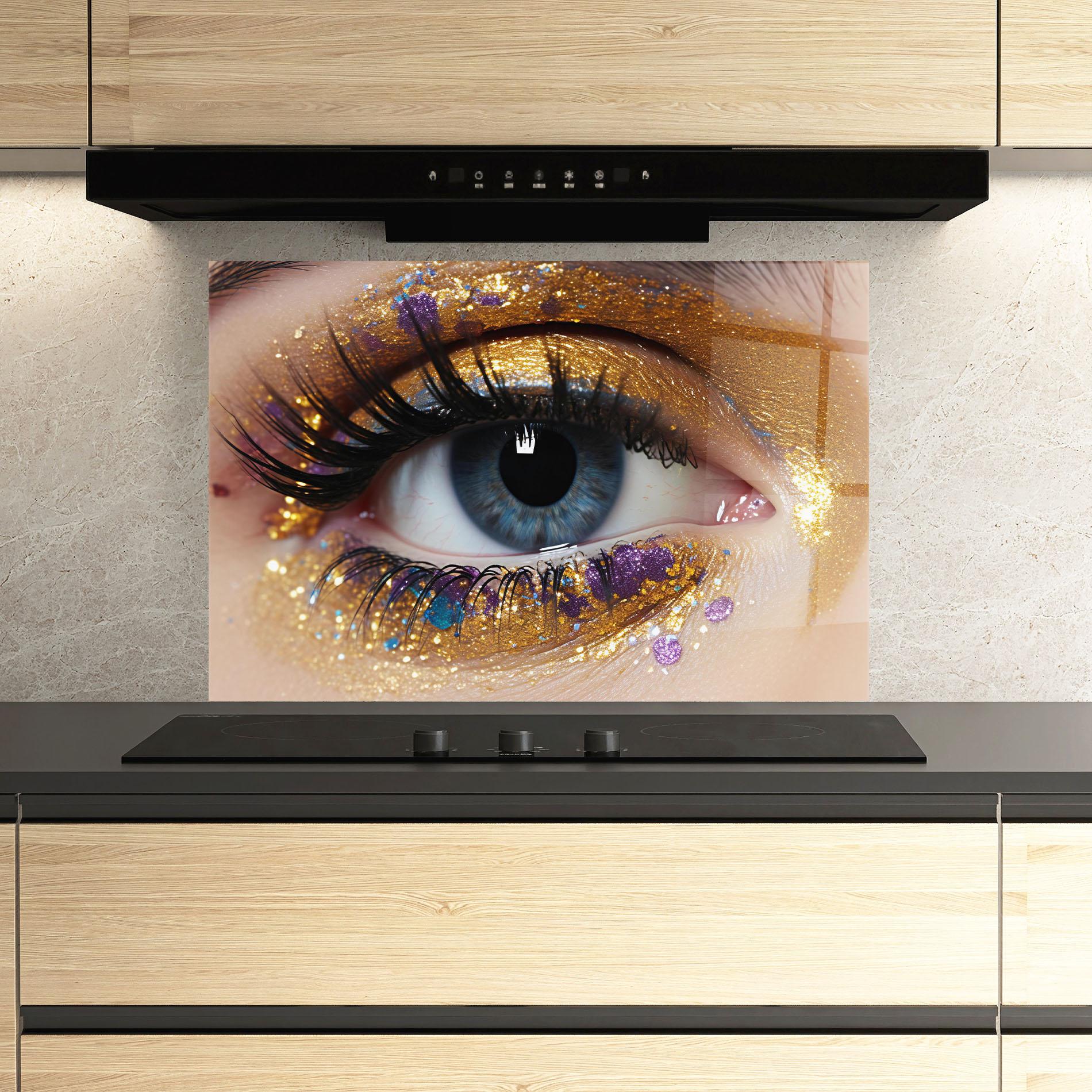 Panel Szklany do Kuchni Blue Eye Make Up mockup 3