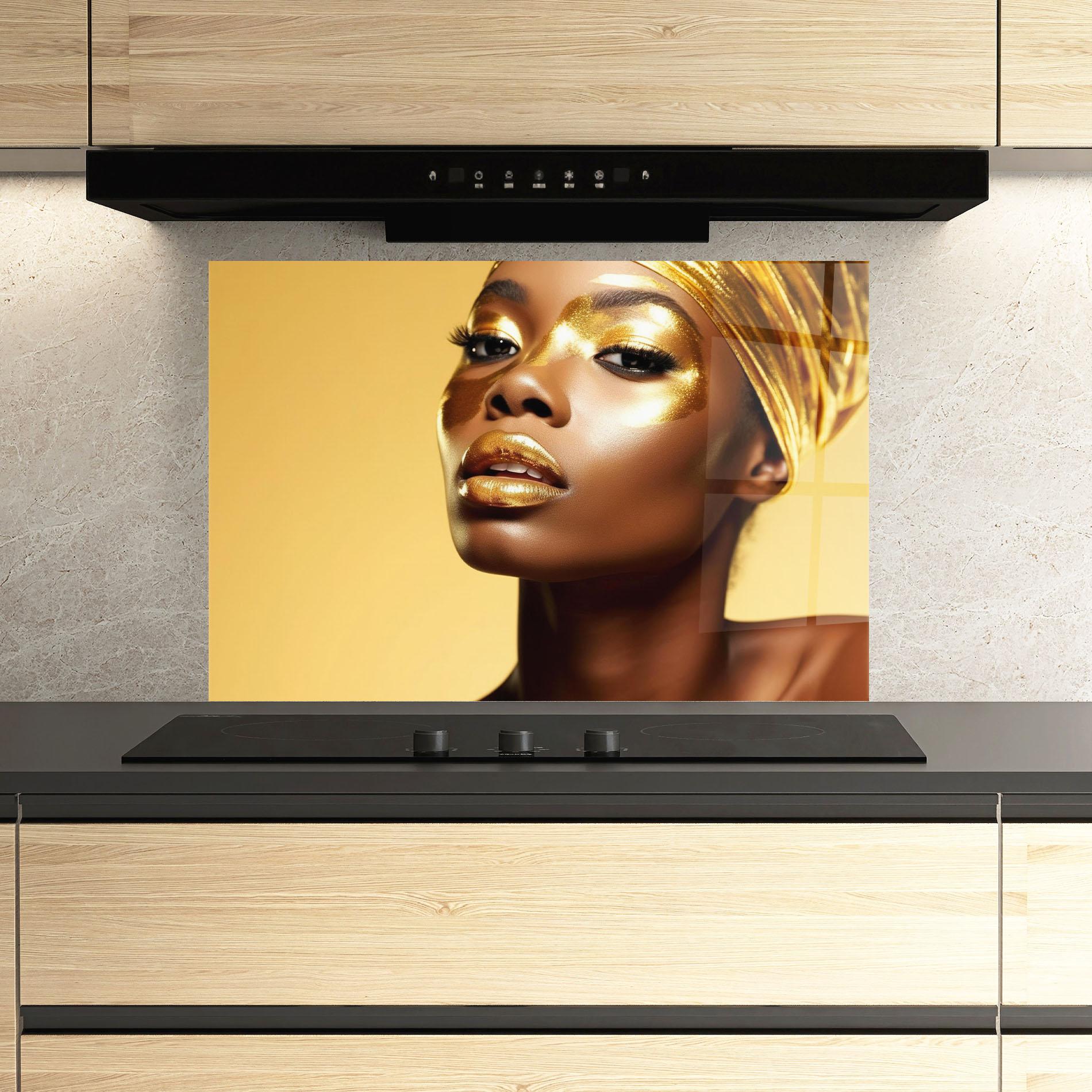Panel Szklany do Kuchni Gold Headdress mockup 3