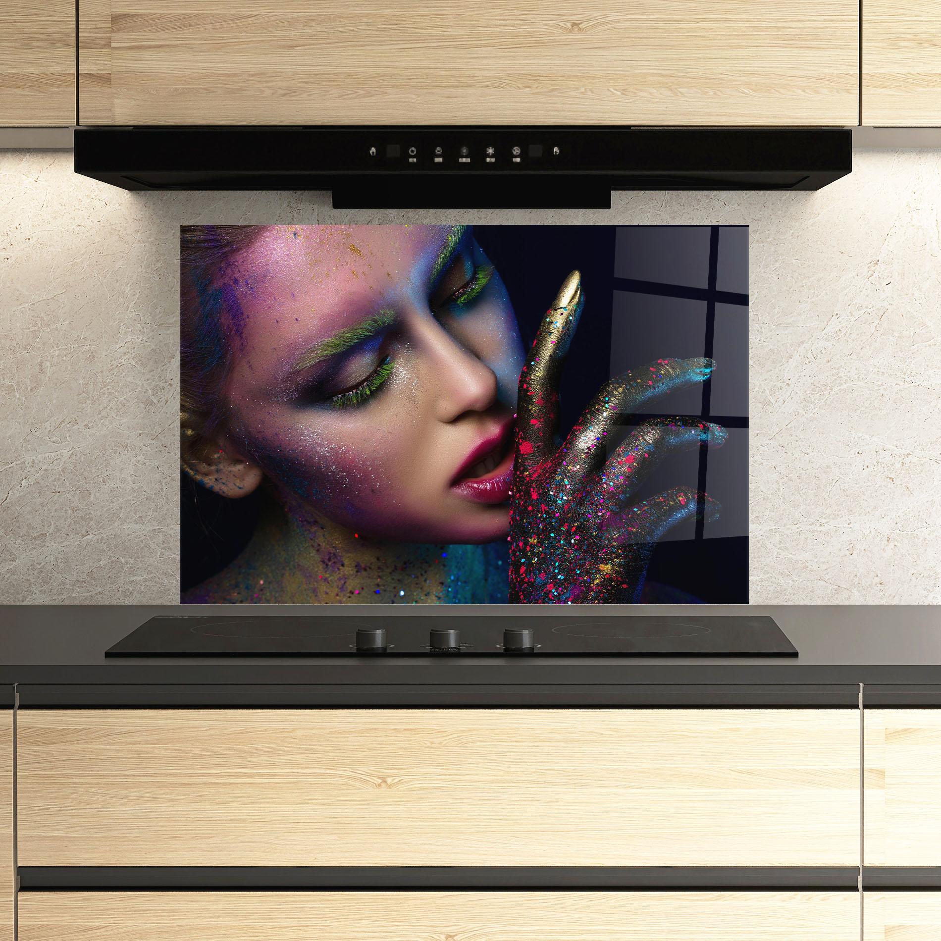 Panel Szklany do Kuchni Green Eyelashes mockup 3