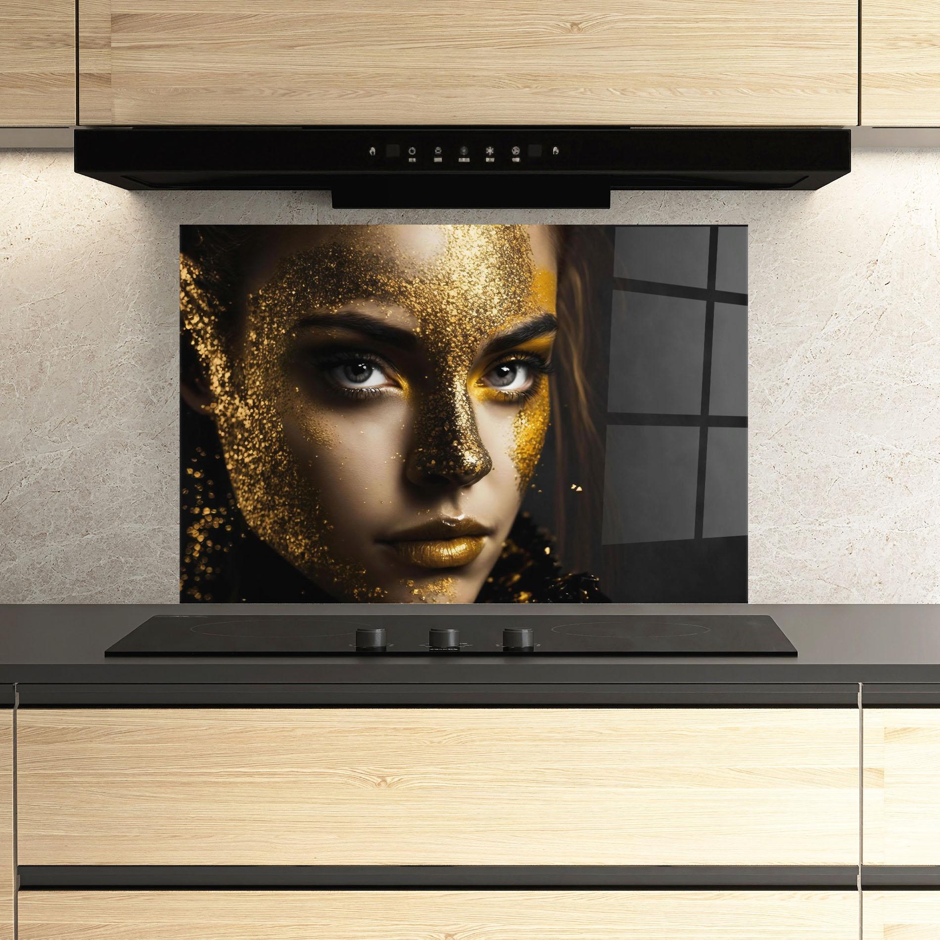 Panel Szklany do Kuchni Grey Cat Eye Makeup mockup 3