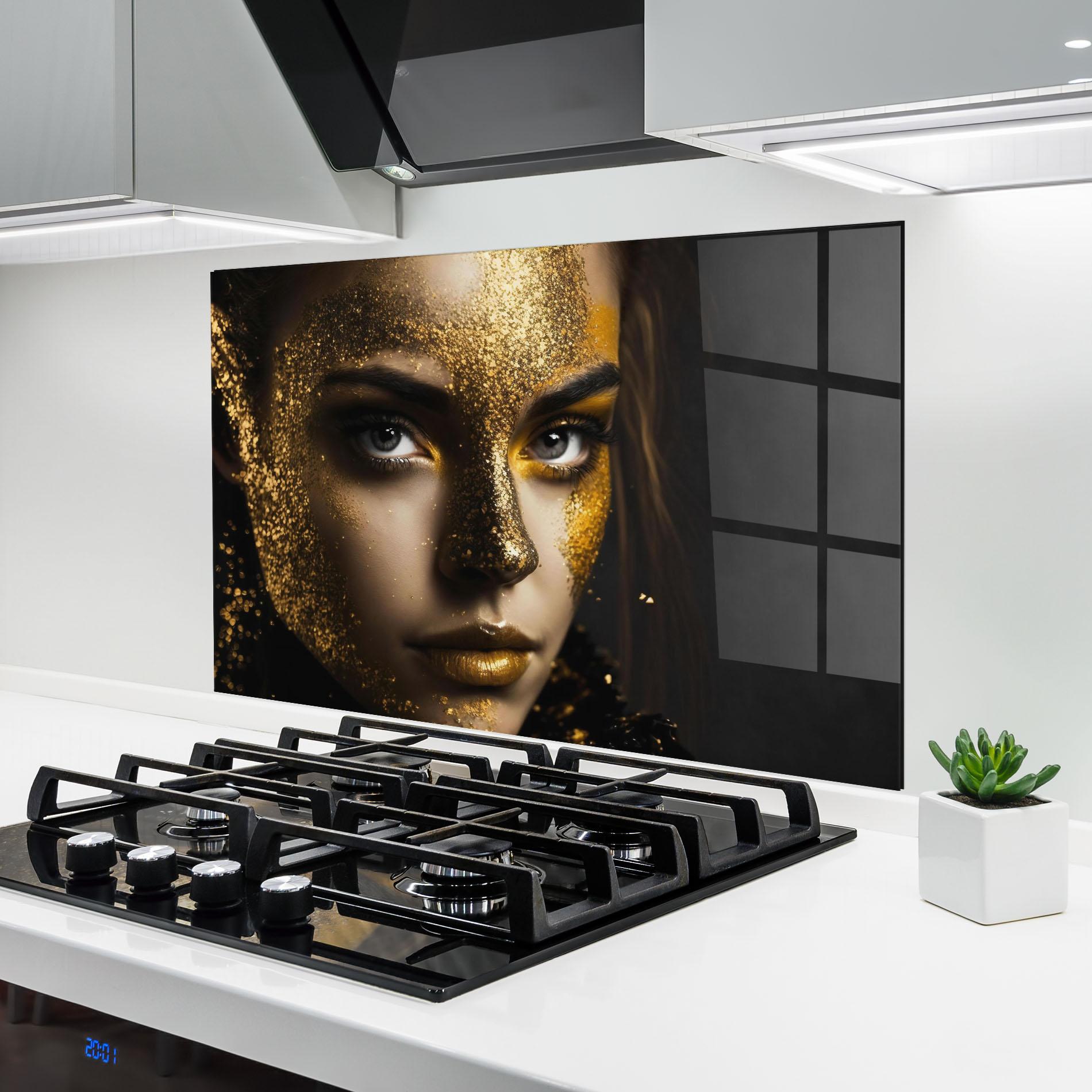 Panel Szklany do Kuchni Grey Cat Eye Makeup mockup 6