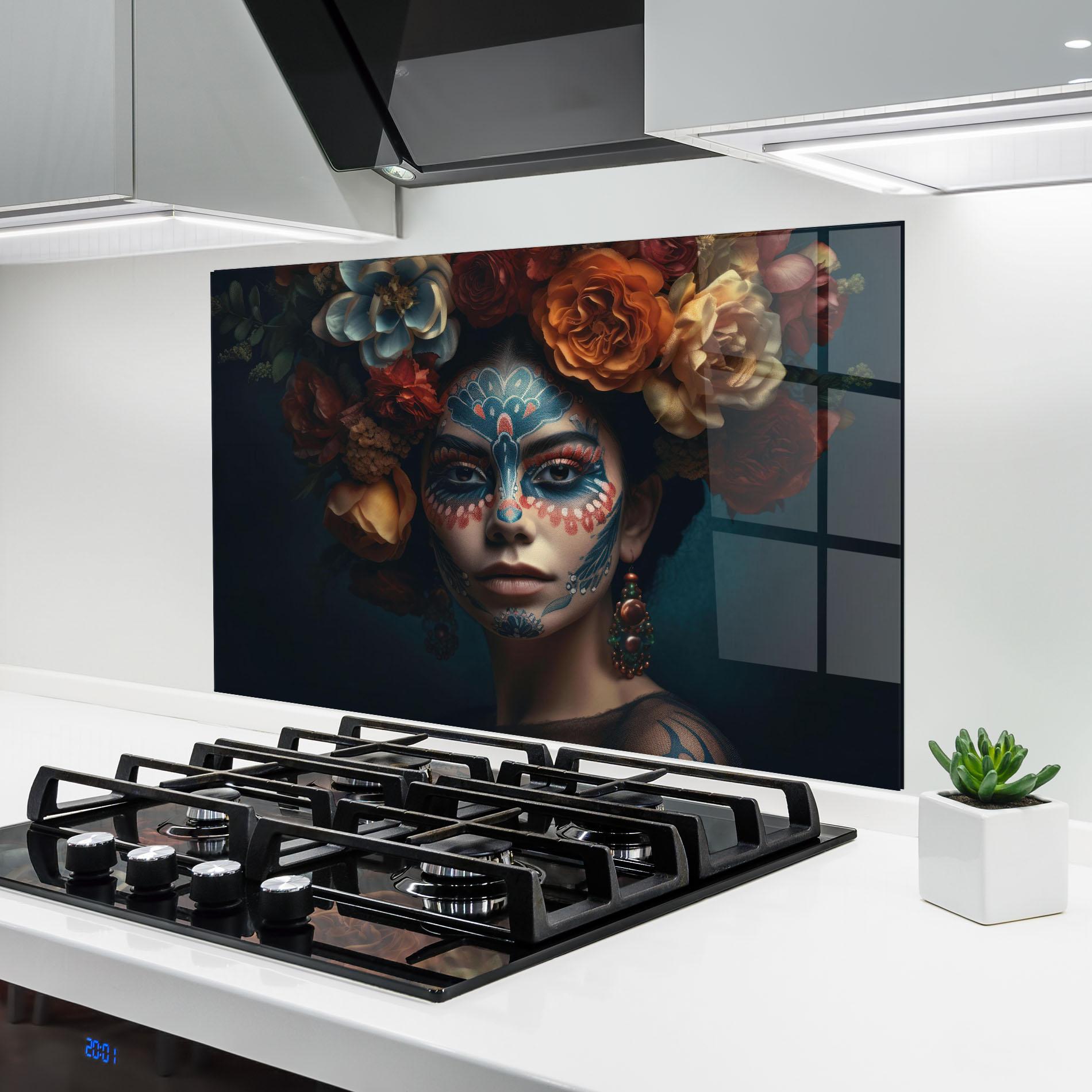 Panel Szklany do Kuchni Skull Makeup mockup 6
