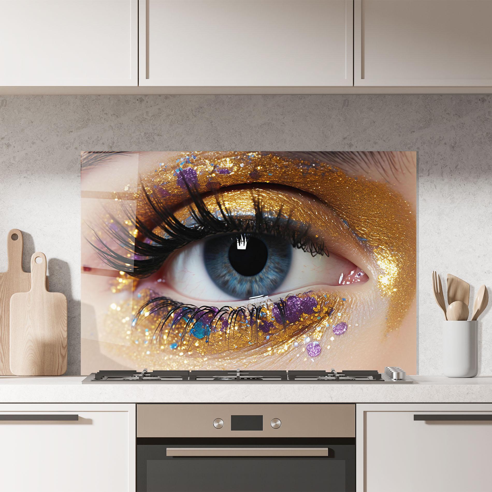 Panel Szklany do Kuchni Blue Eye Make Up mockup 7