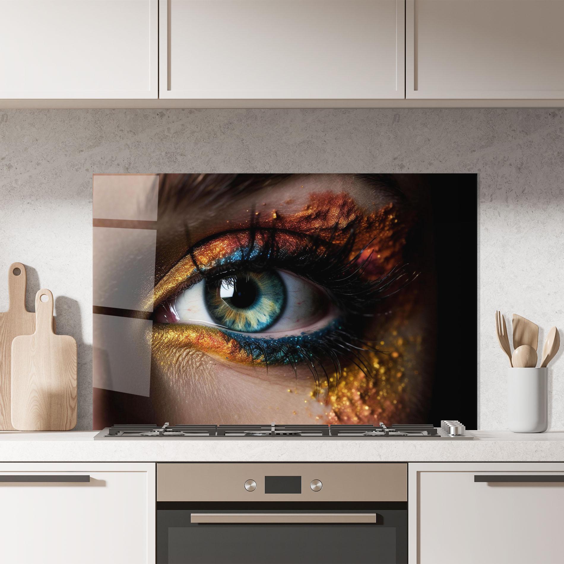 Panel Szklany do Kuchni Blue Green Eye Makeup mockup 7