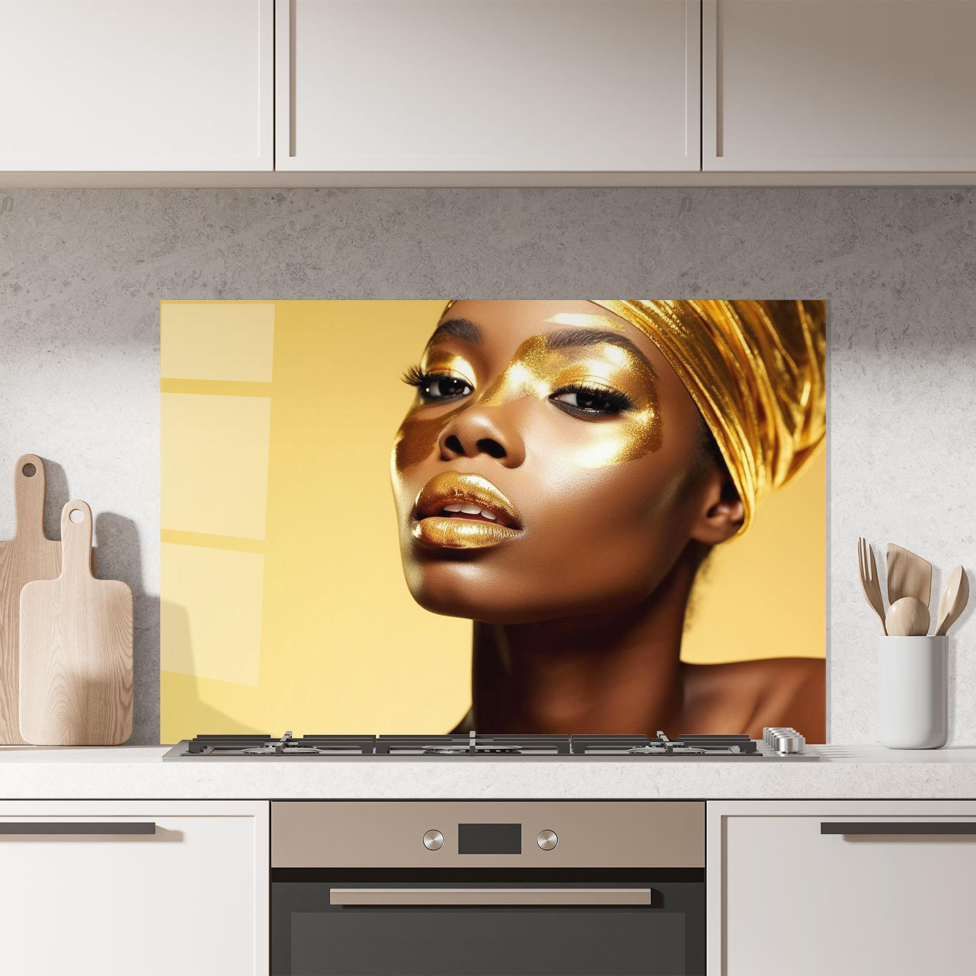 Panel Szklany do Kuchni Gold Headdress mockup 7