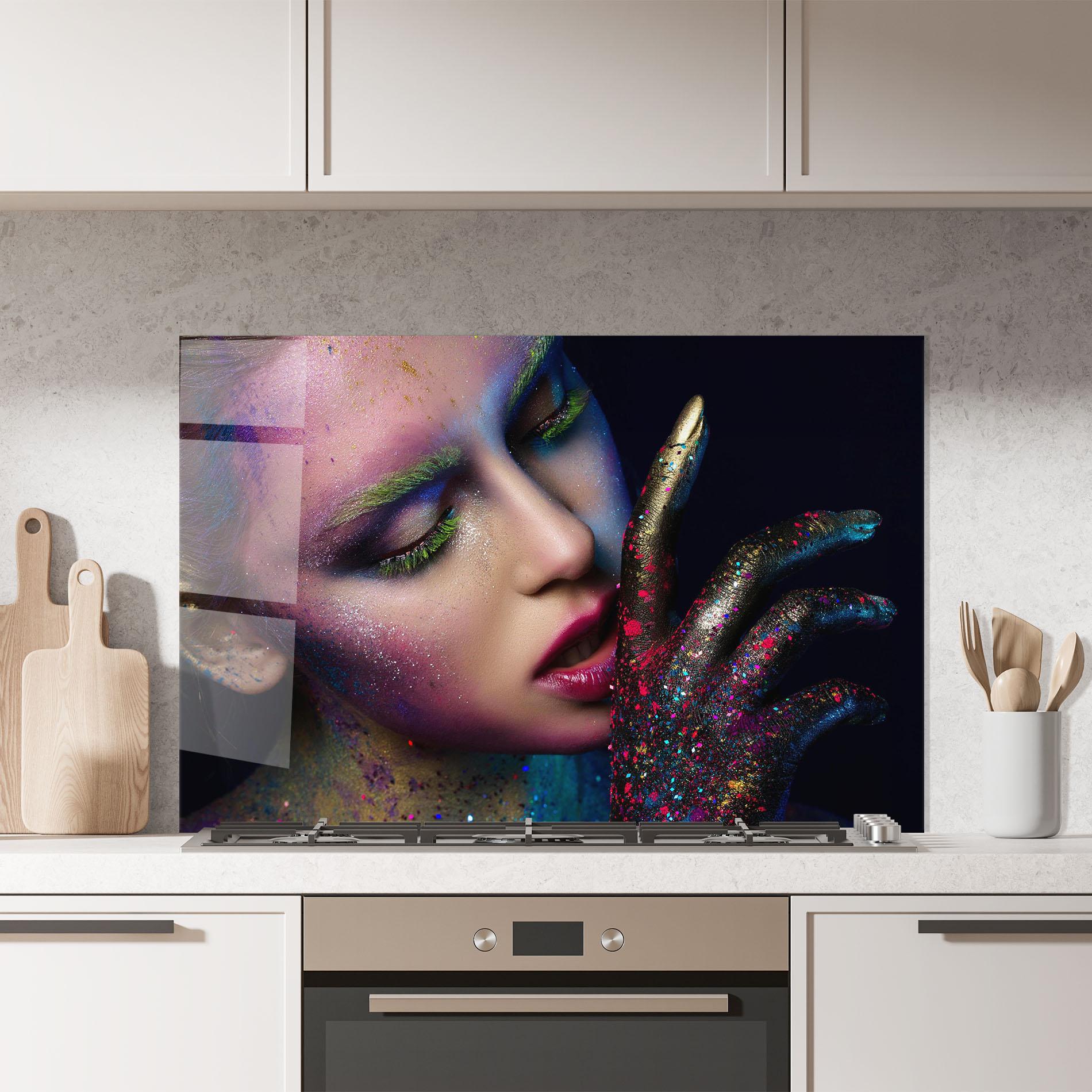 Panel Szklany do Kuchni Green Eyelashes mockup 7