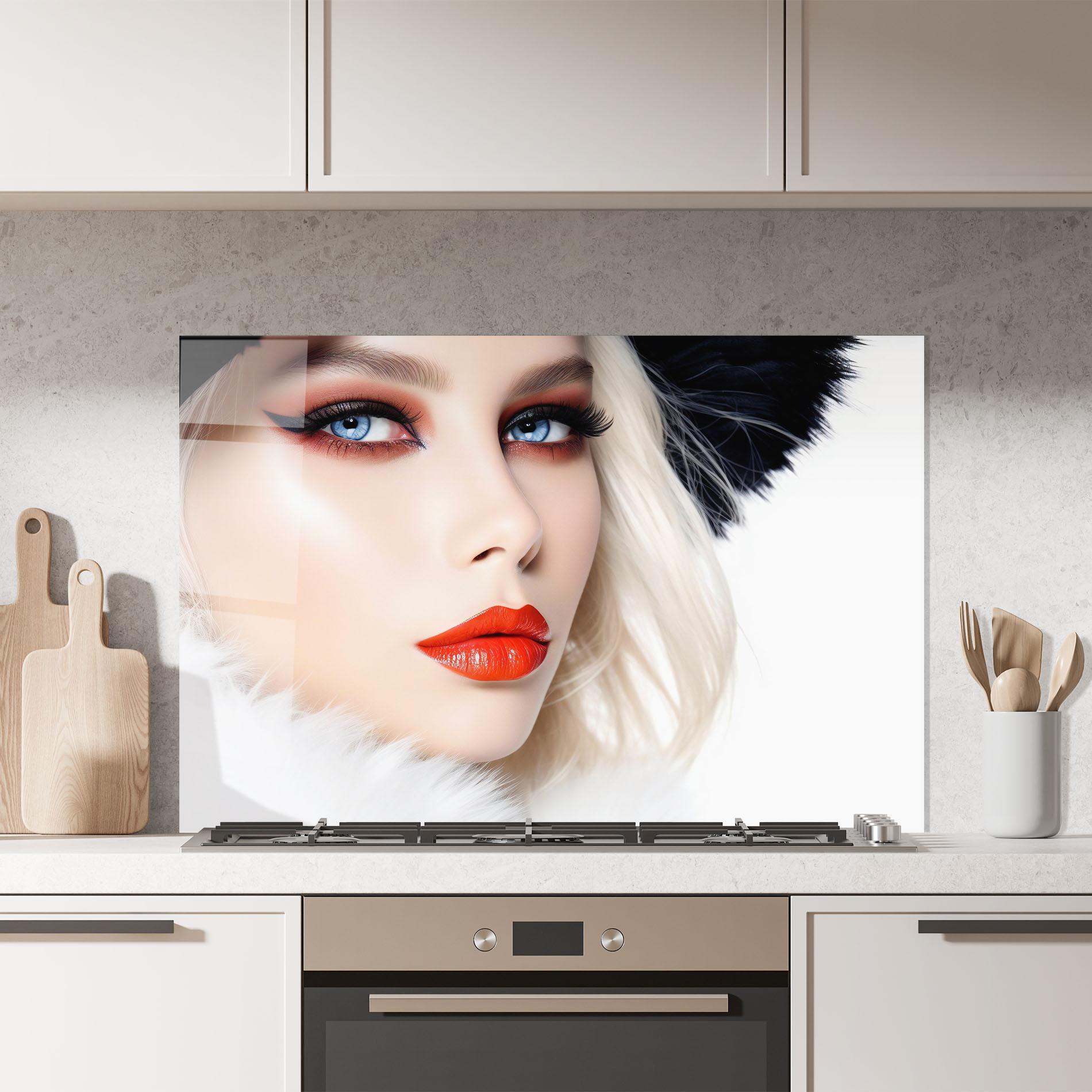 Panel Szklany do Kuchni White Hair Makeup mockup 7
