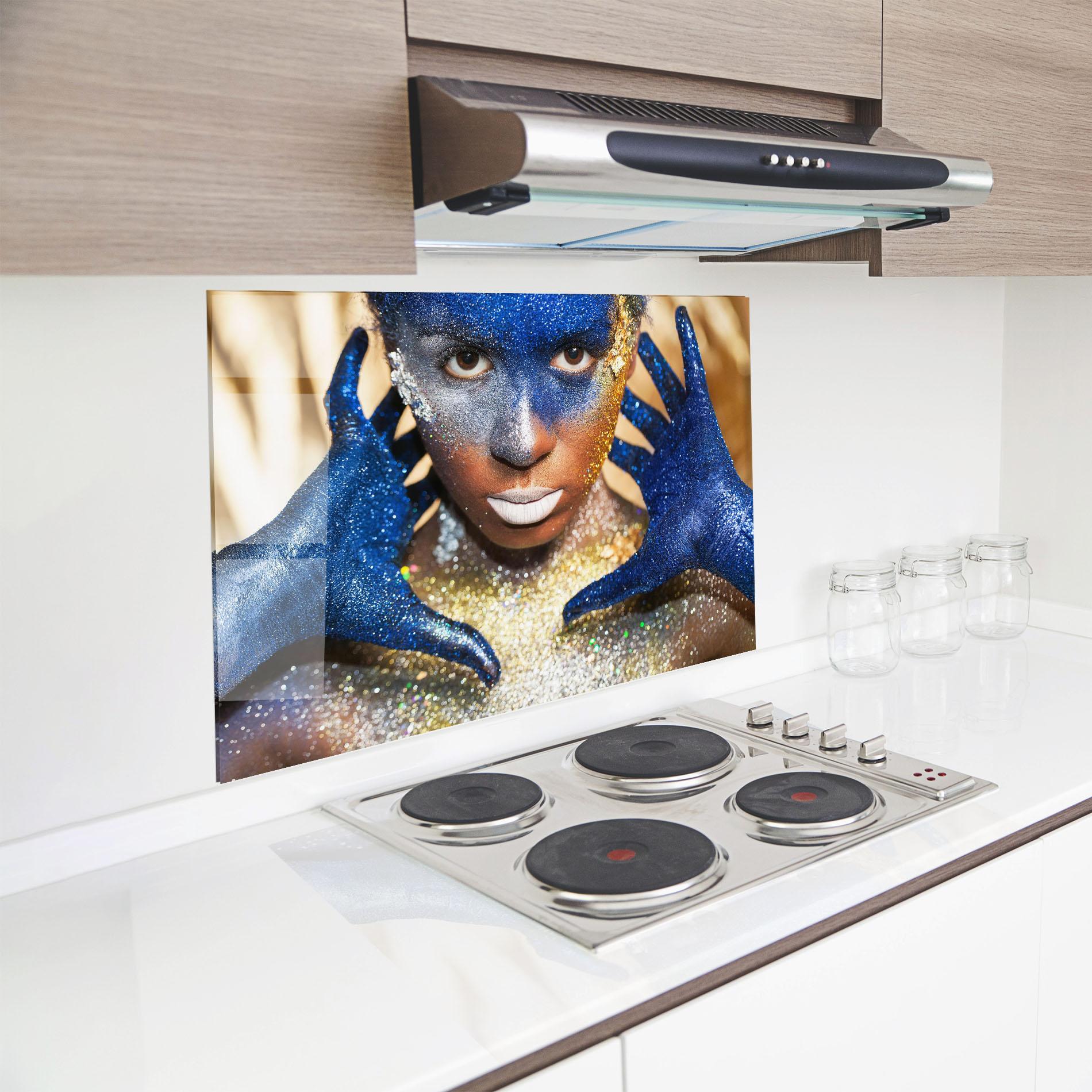 Panel Szklany do Kuchni Glue Gold Glitter mockup 8