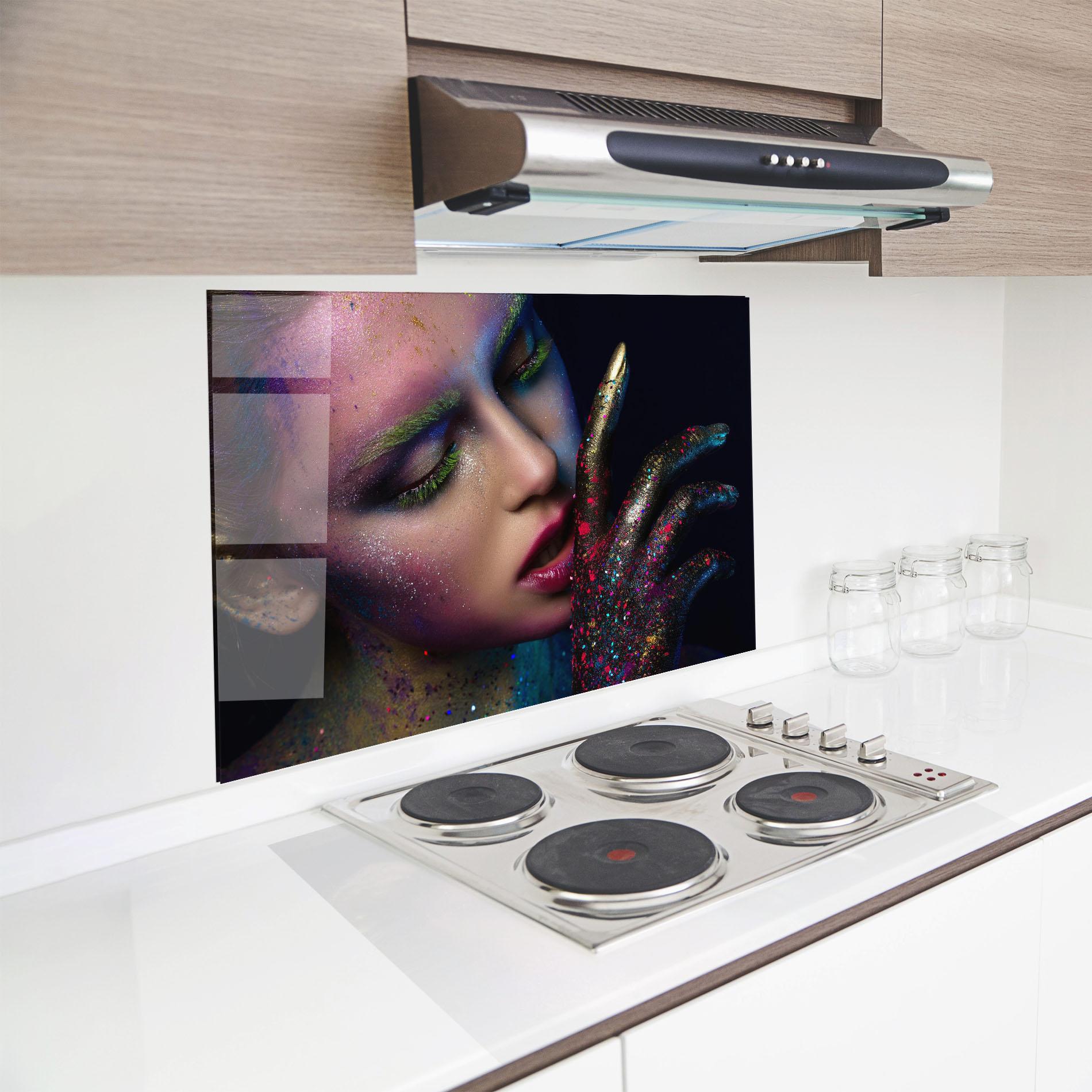 Panel Szklany do Kuchni Green Eyelashes mockup 8