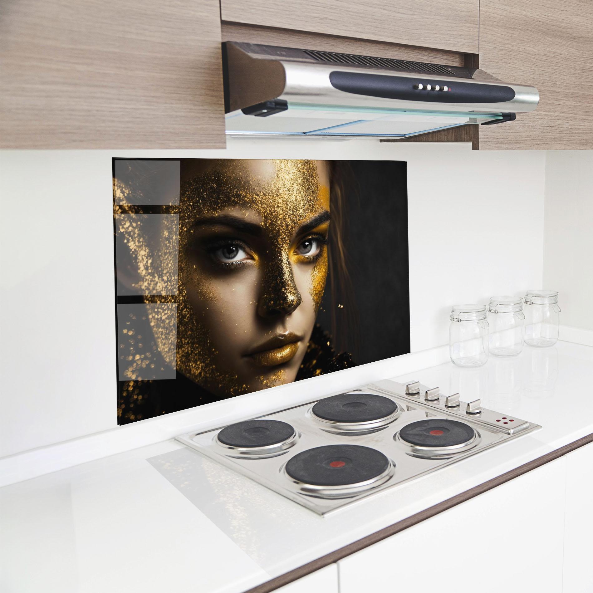 Panel Szklany do Kuchni Grey Cat Eye Makeup mockup 8