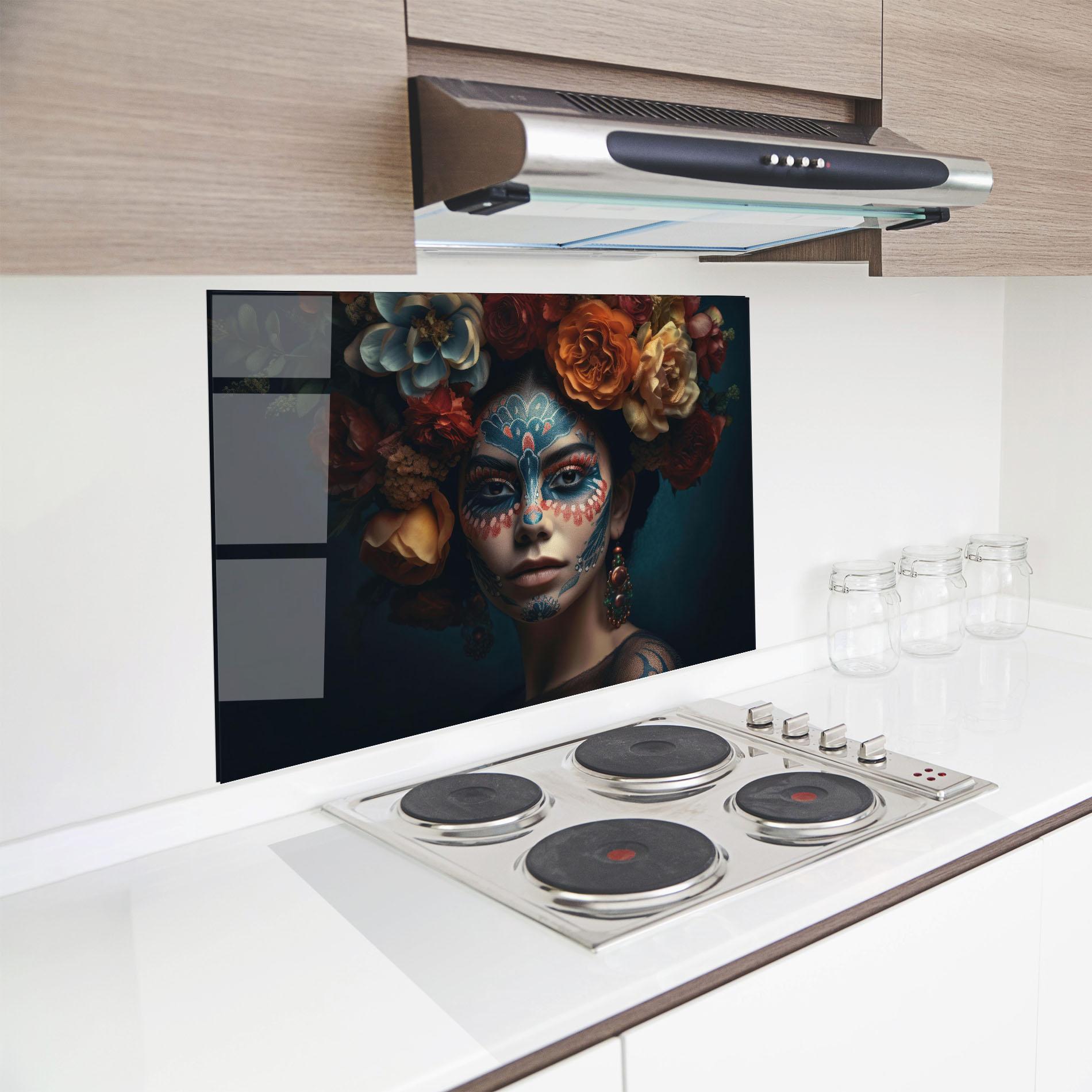 Panel Szklany do Kuchni Skull Makeup mockup 8