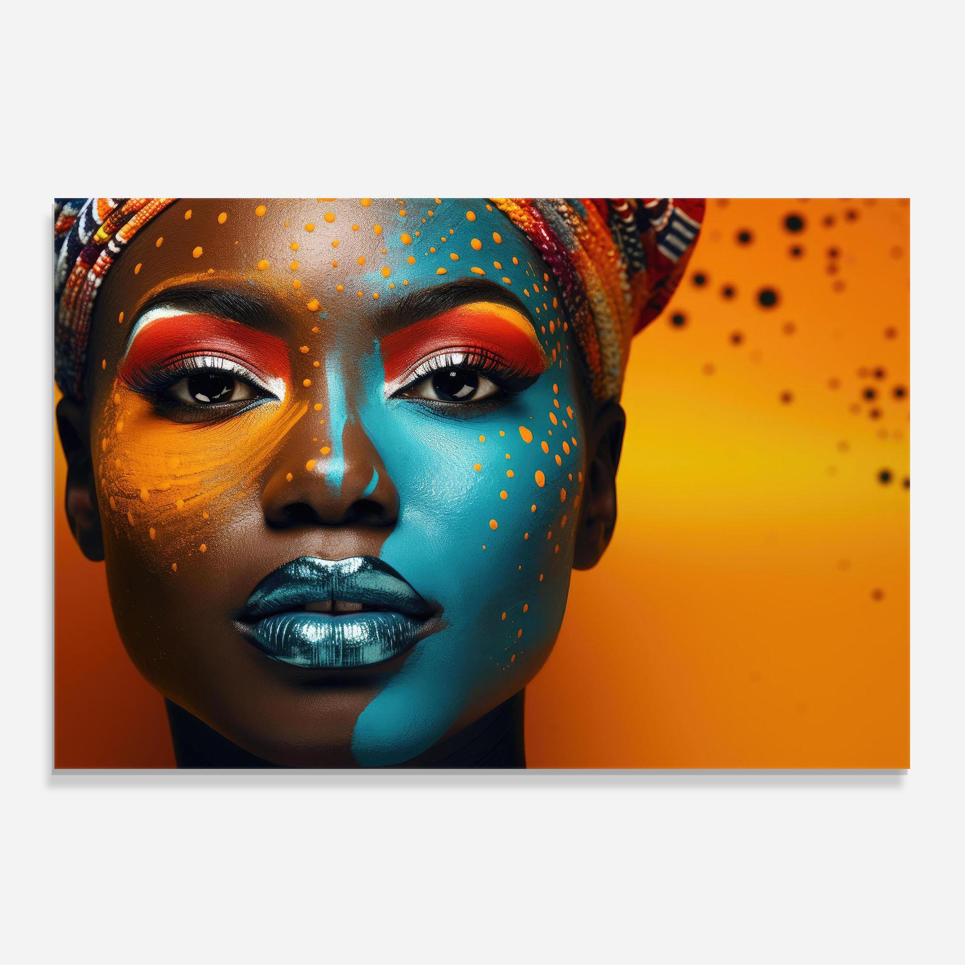 Panel Szklany do Kuchni Blue Brown Skin Woman mockup 0