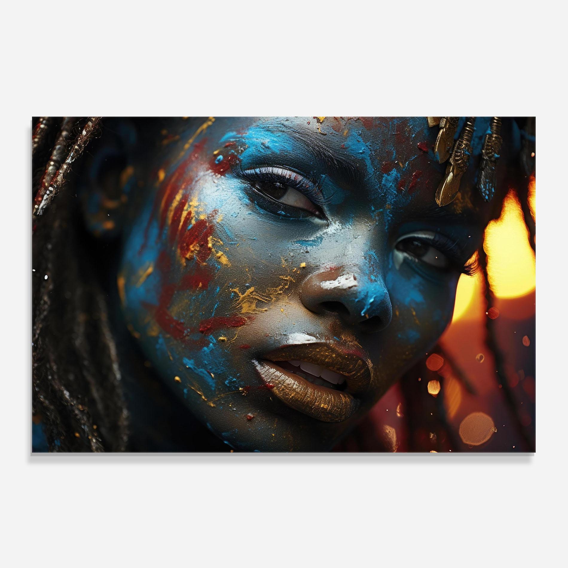 Panel Szklany do Kuchni Blue Paint Woman mockup 0