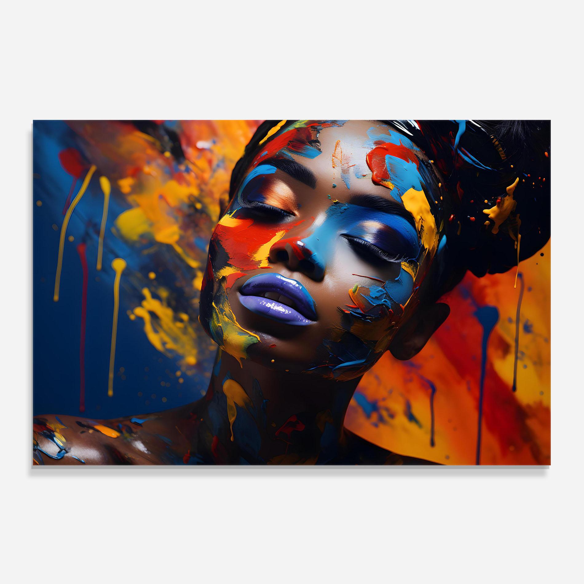 Panel Szklany do Kuchni Color Splash African Woman mockup 0