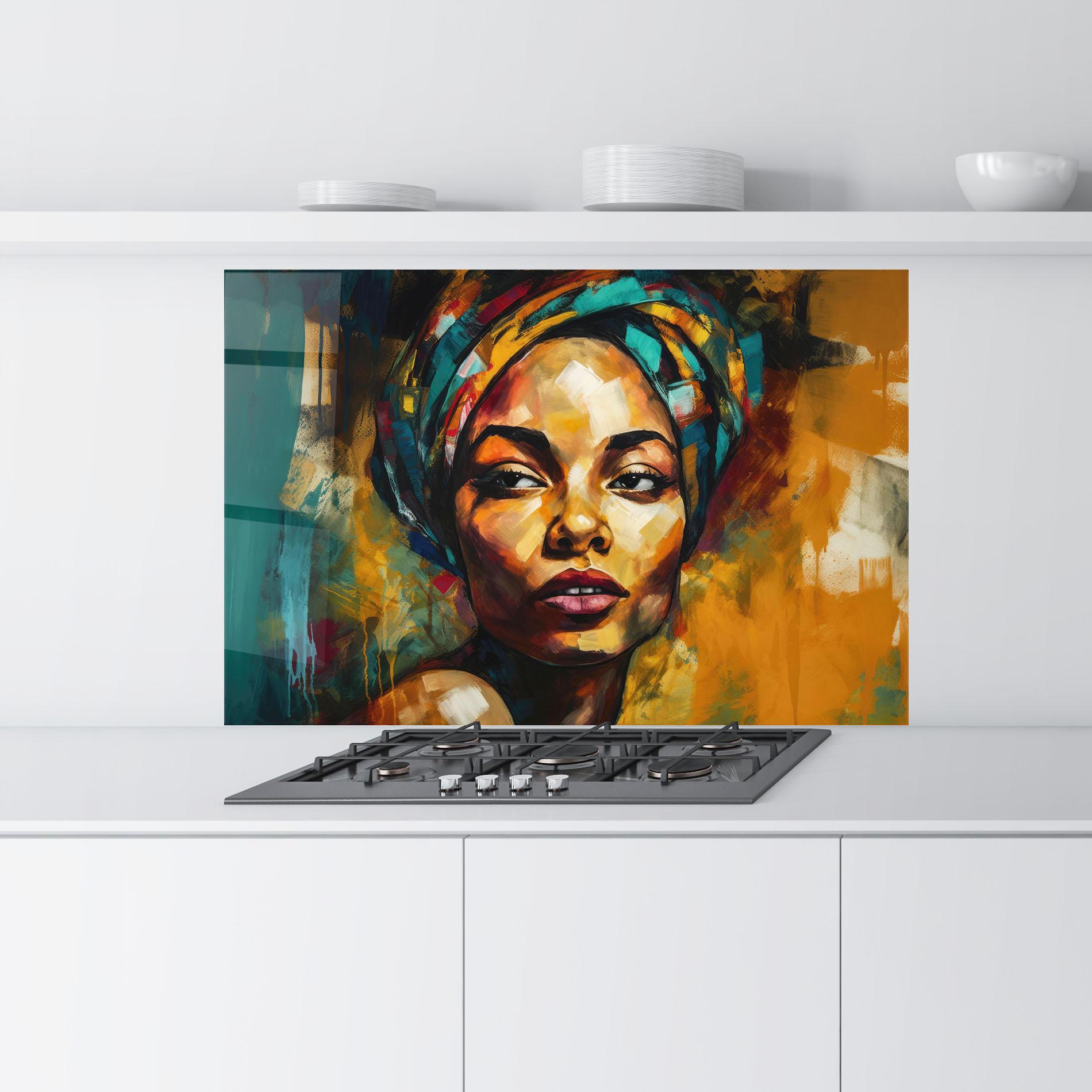 Panel Szklany do Kuchni African Woman Looking mockup 9