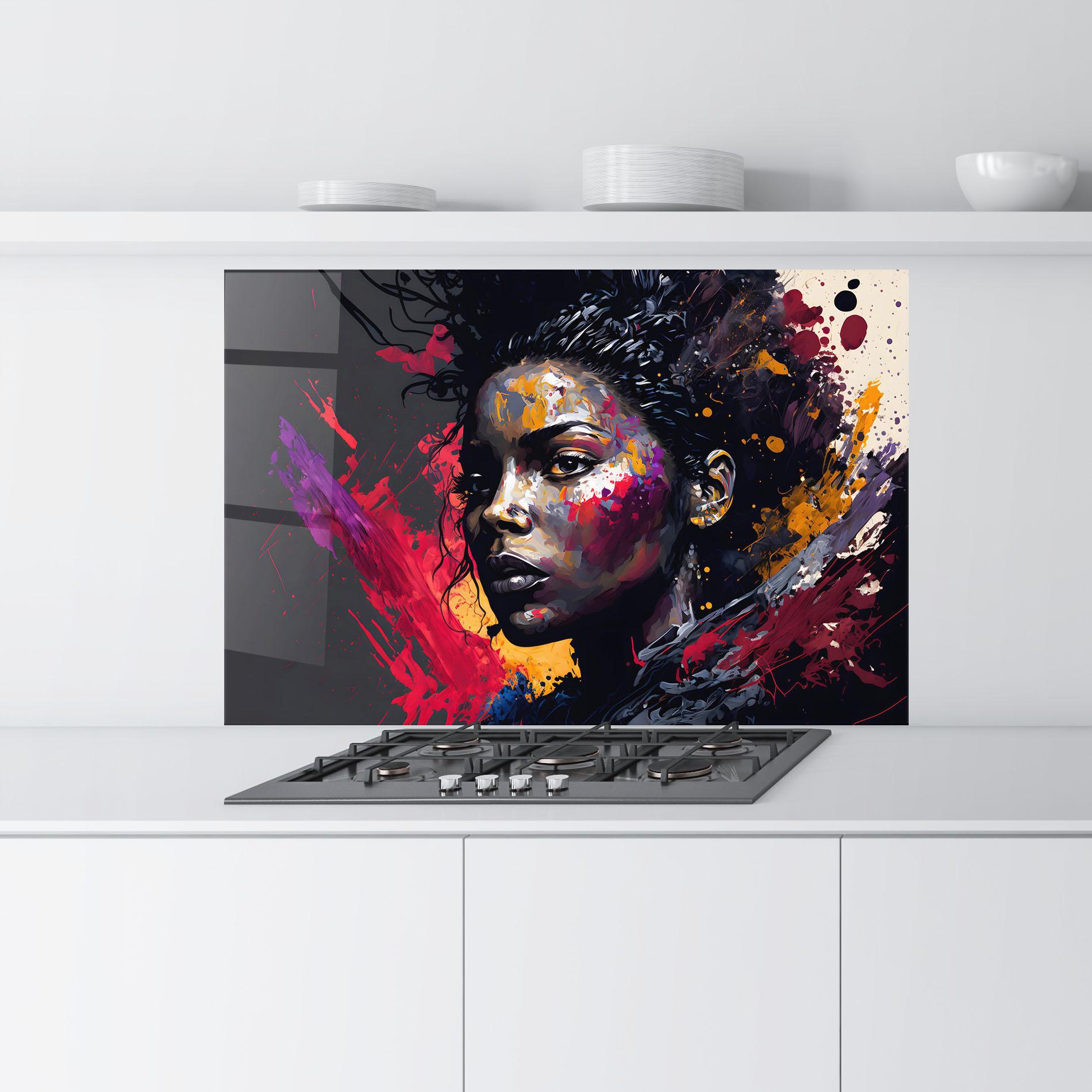 Panel Szklany do Kuchni African Woman Splash mockup 9