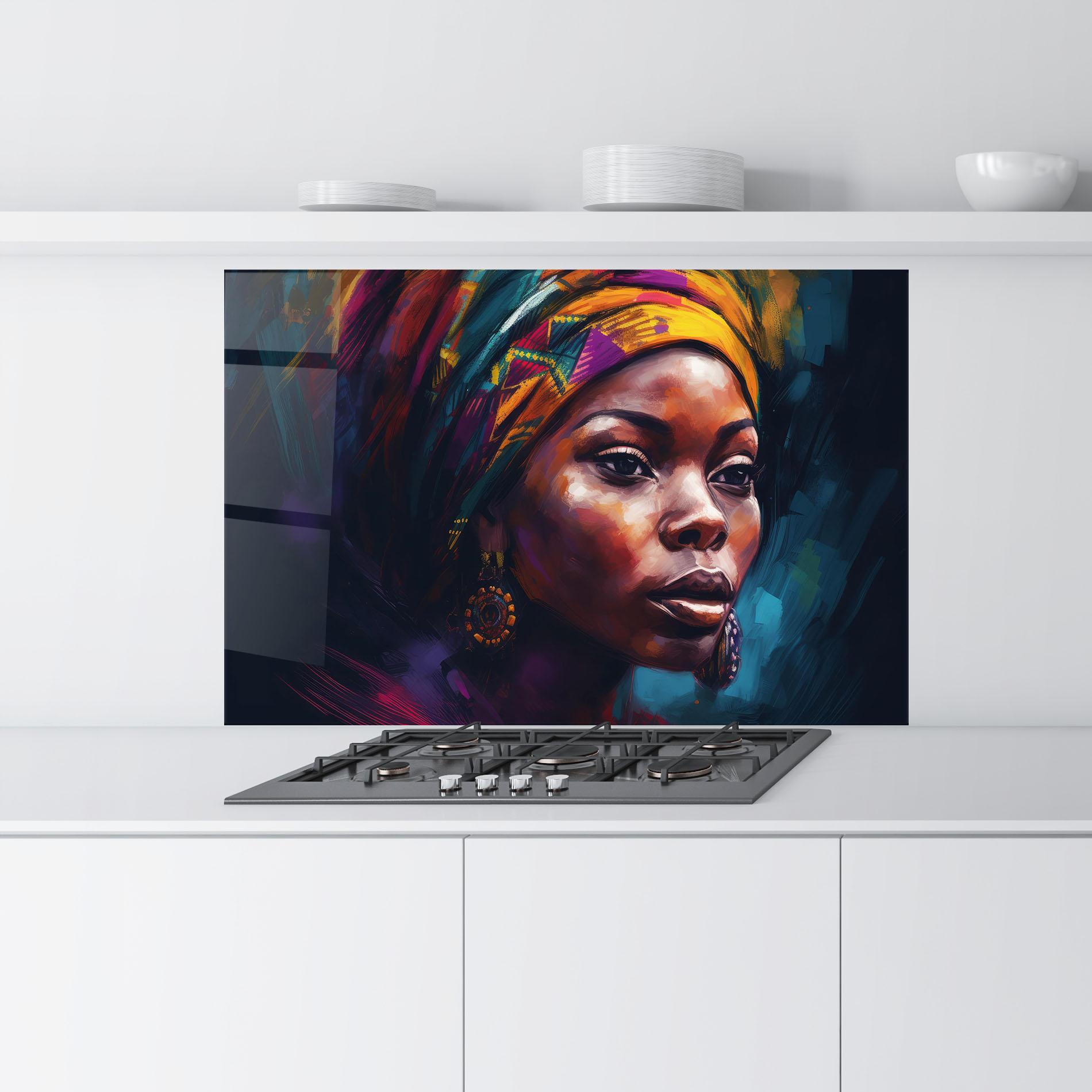 Panel Szklany do Kuchni Black Traditional Woman mockup 9