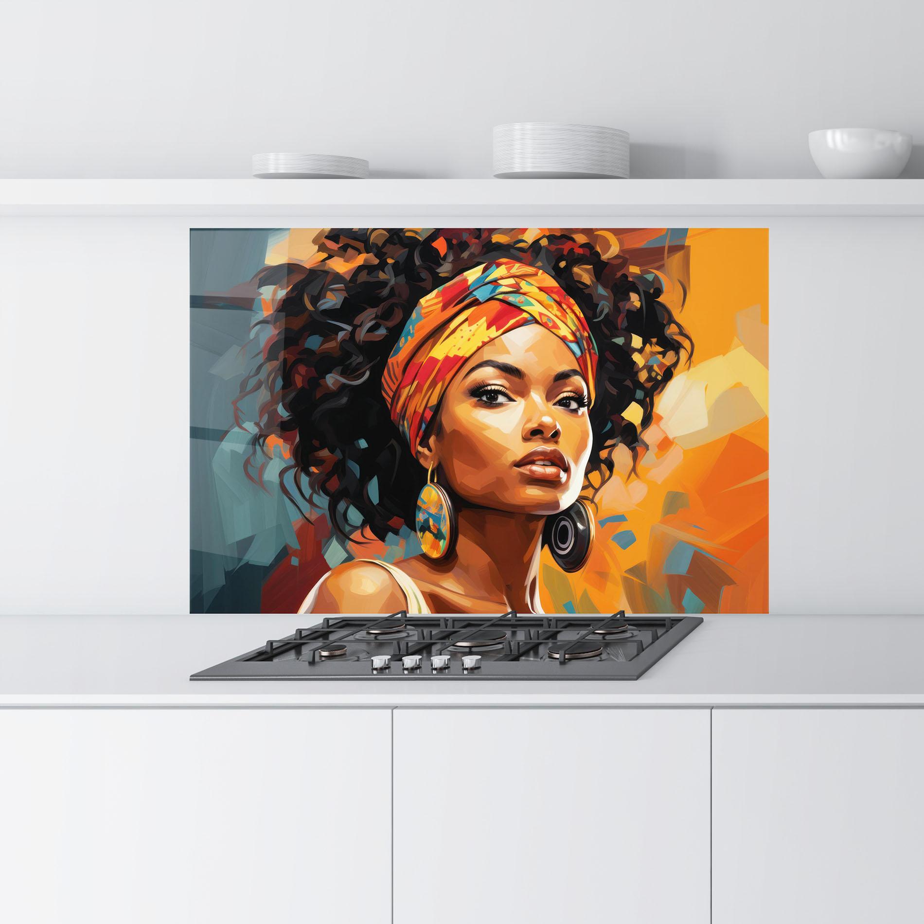 Panel Szklany do Kuchni Colorful Ethic Portrait mockup 9
