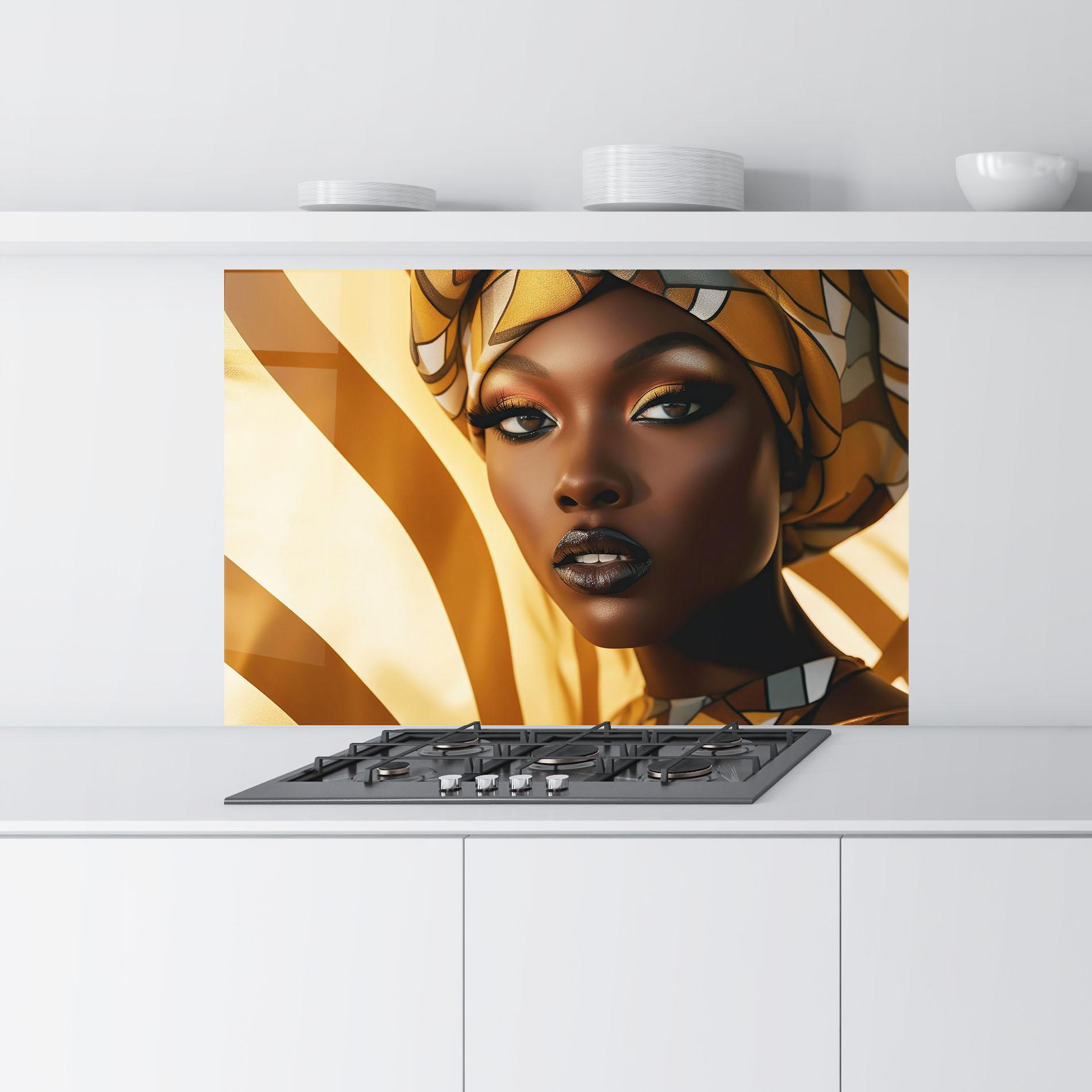 Panel Szklany do Kuchni Fashion African Woman mockup 9