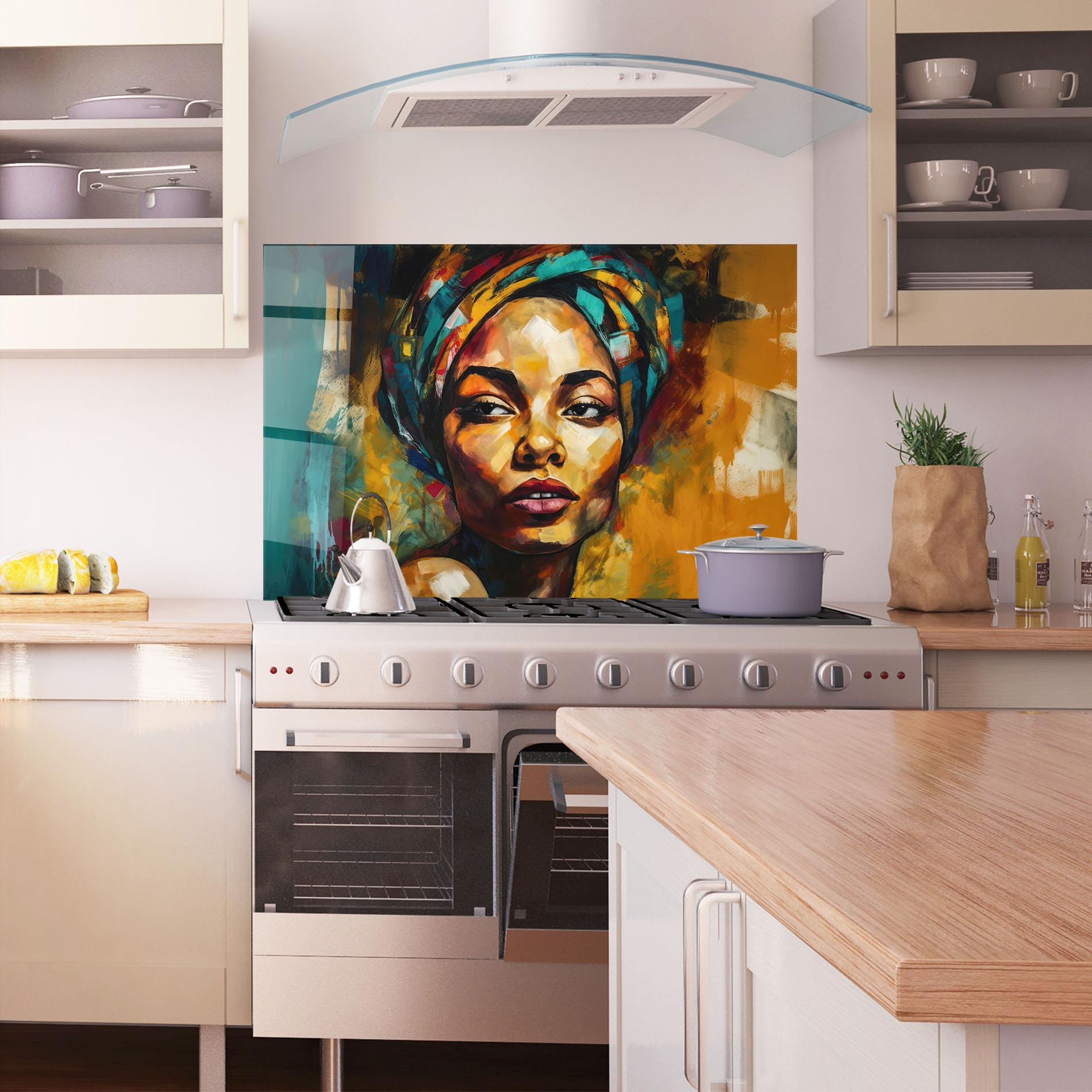Panel Szklany do Kuchni African Woman Looking mockup 1