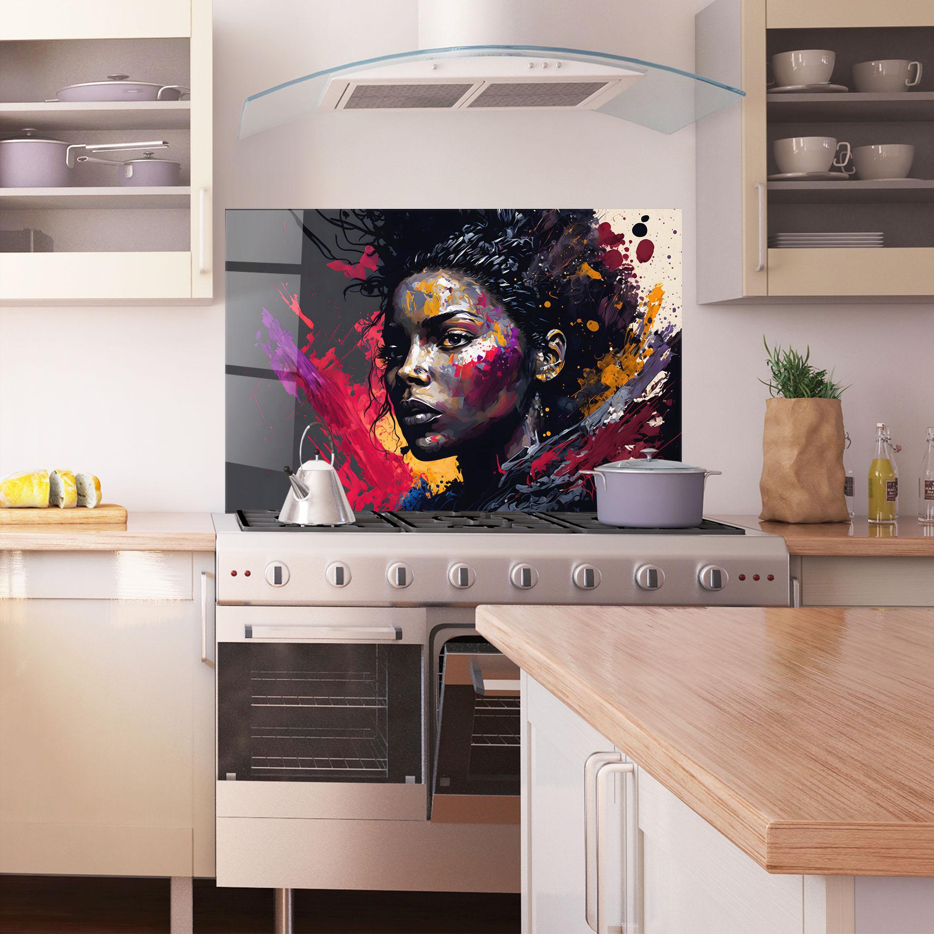 Panel Szklany do Kuchni African Woman Splash mockup 1