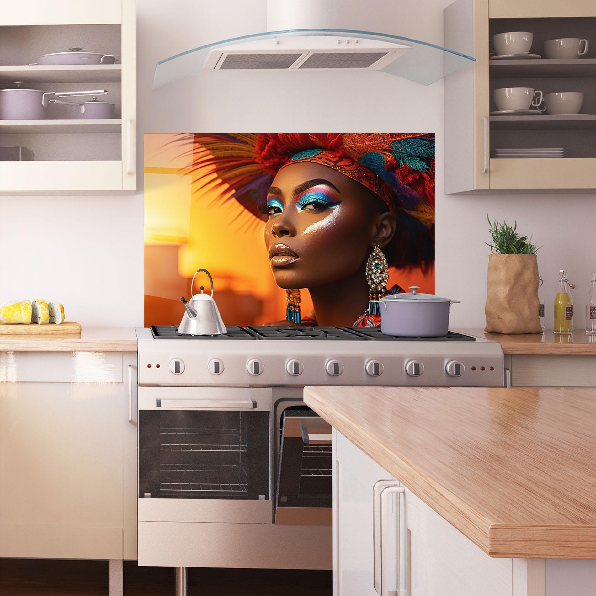 Panel Szklany do Kuchni Elaborate Makeup Woman mockup 1