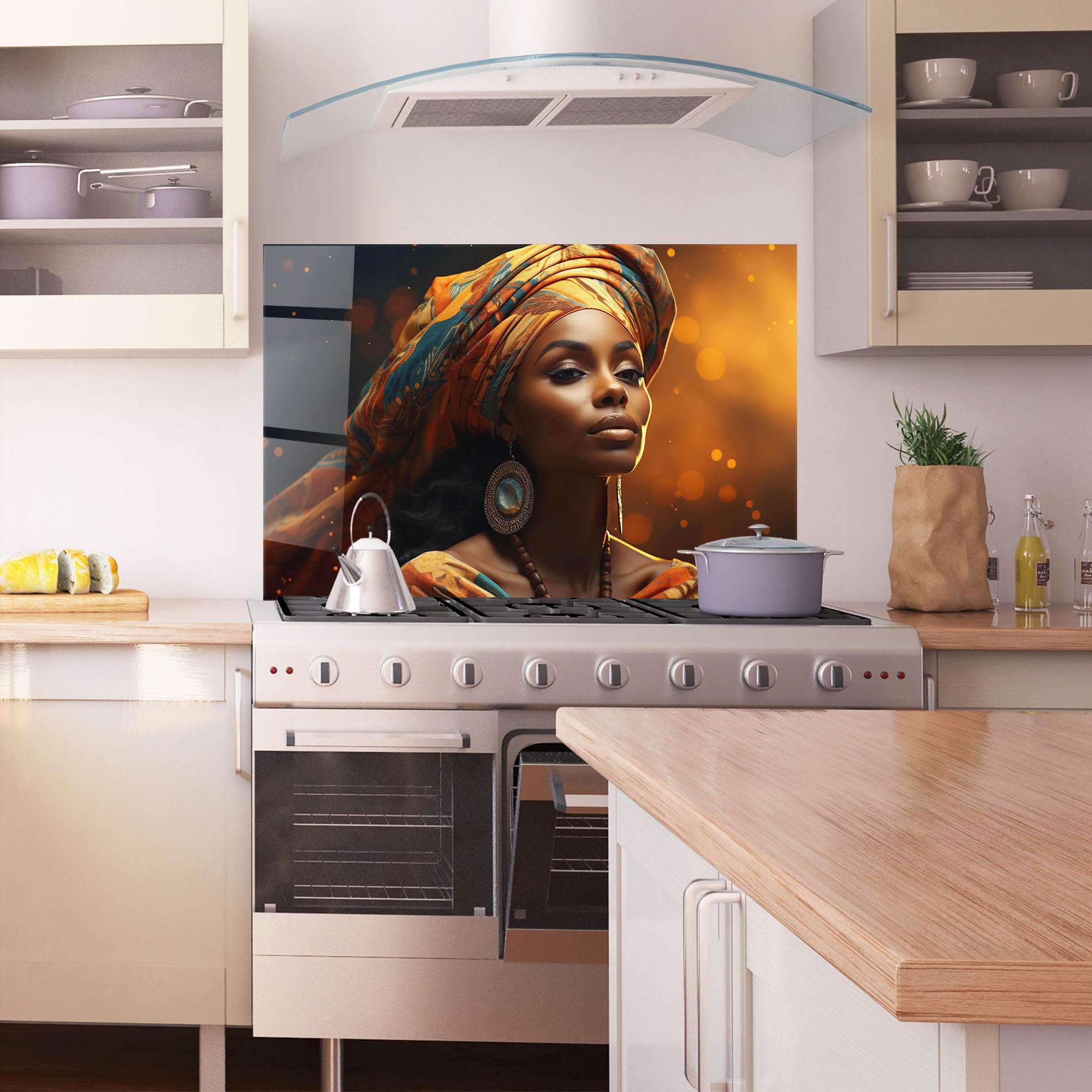 Panel Szklany do Kuchni Fashion African Portrait mockup 1