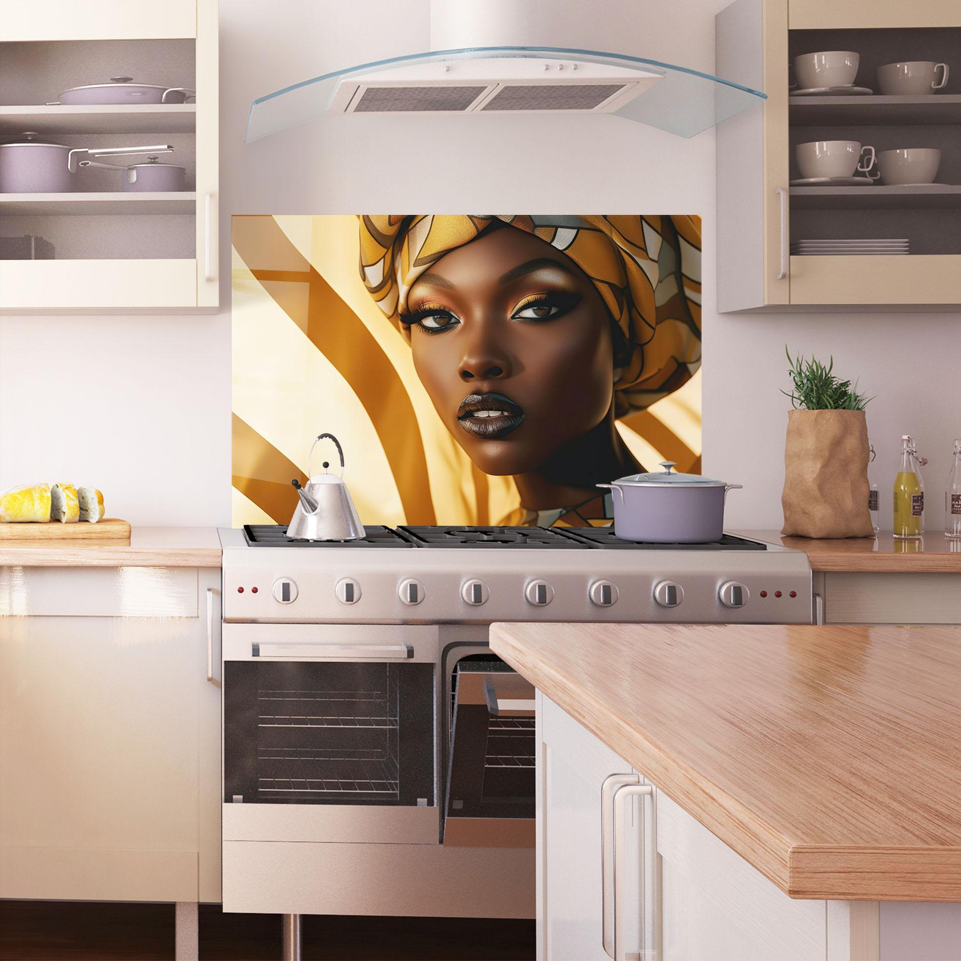 Panel Szklany do Kuchni Fashion African Woman mockup 1