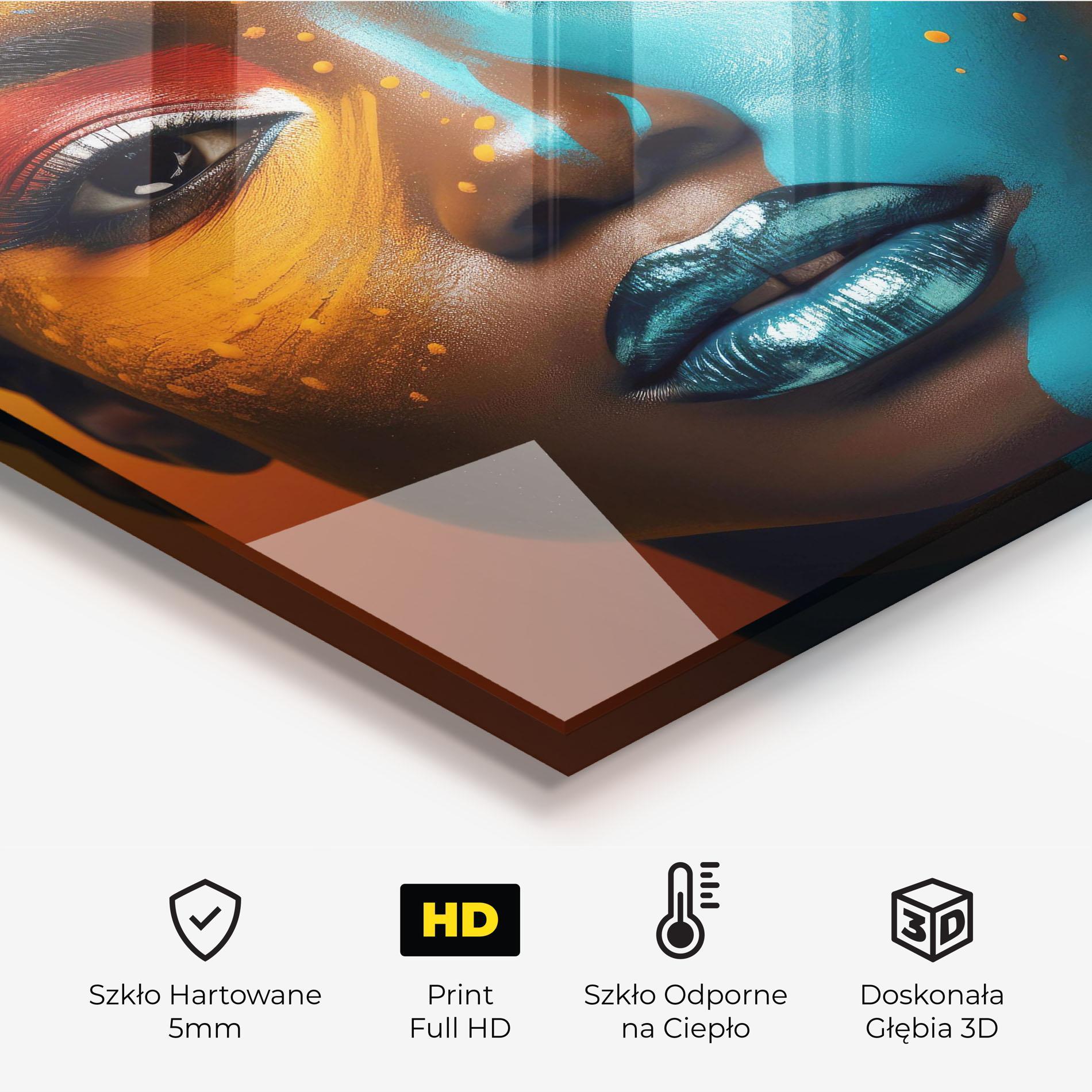 Panel Szklany do Kuchni Blue Brown Skin Woman mockup 2