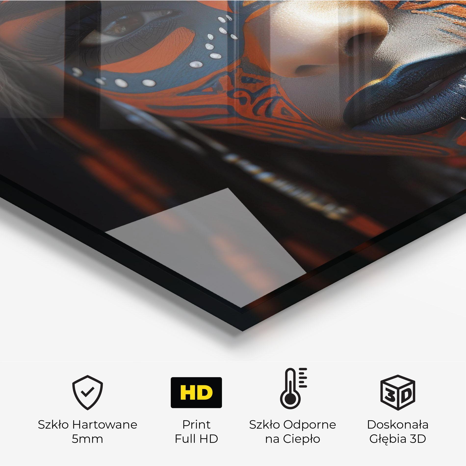 Panel Szklany do Kuchni Orange Tribal Paint mockup 2