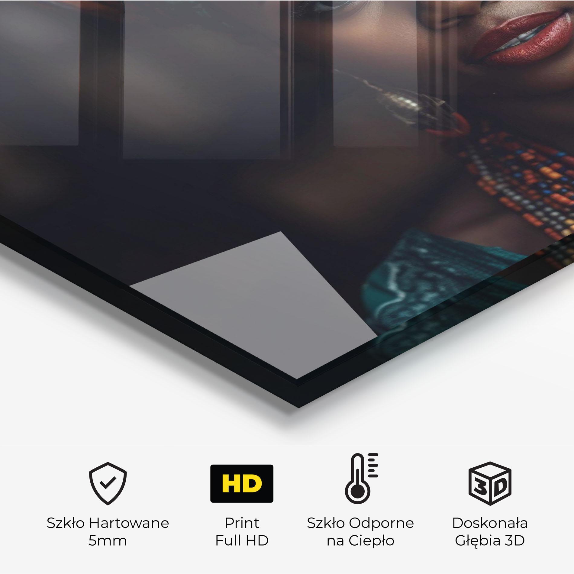 Panel Szklany do Kuchni Young African Woman mockup 2