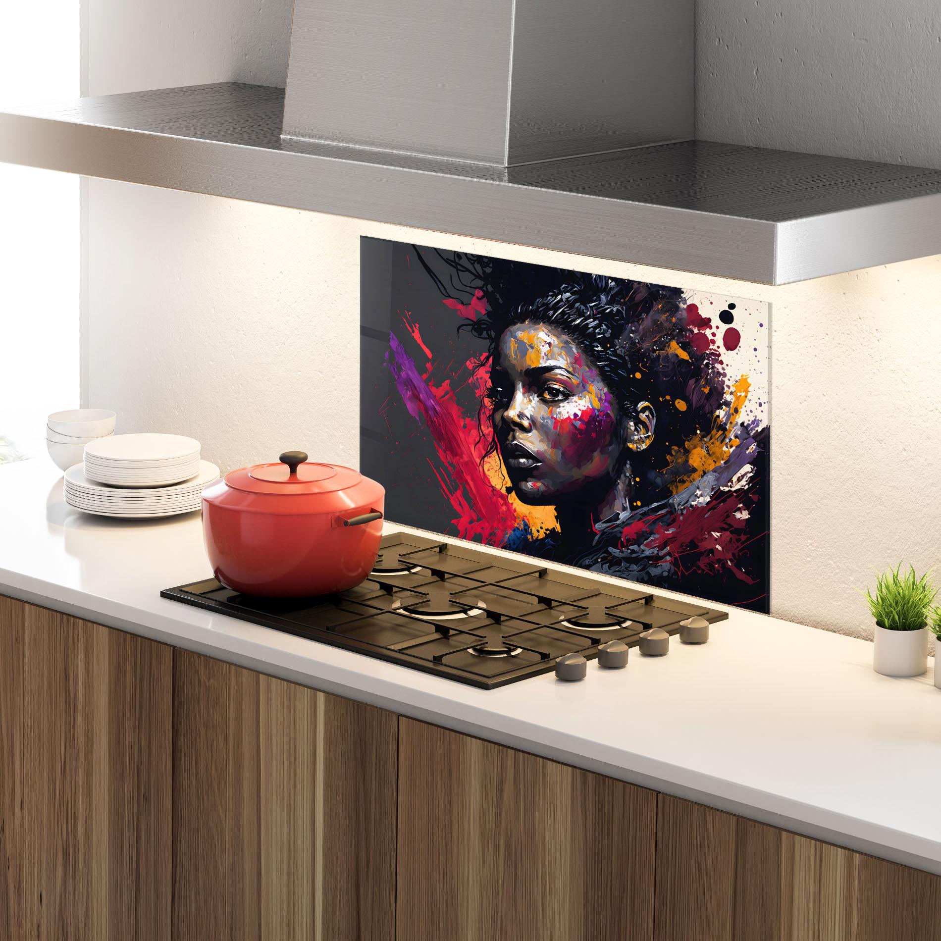 Panel Szklany do Kuchni African Woman Splash mockup 4