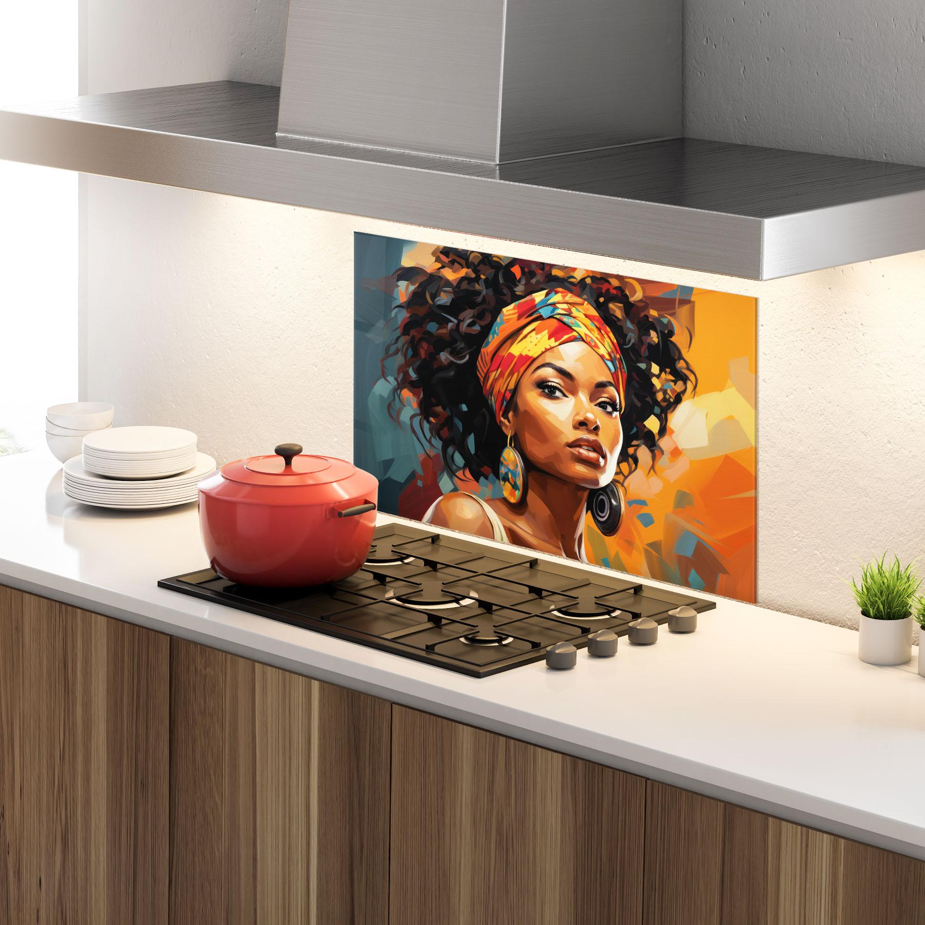 Panel Szklany do Kuchni Colorful Ethic Portrait mockup 4