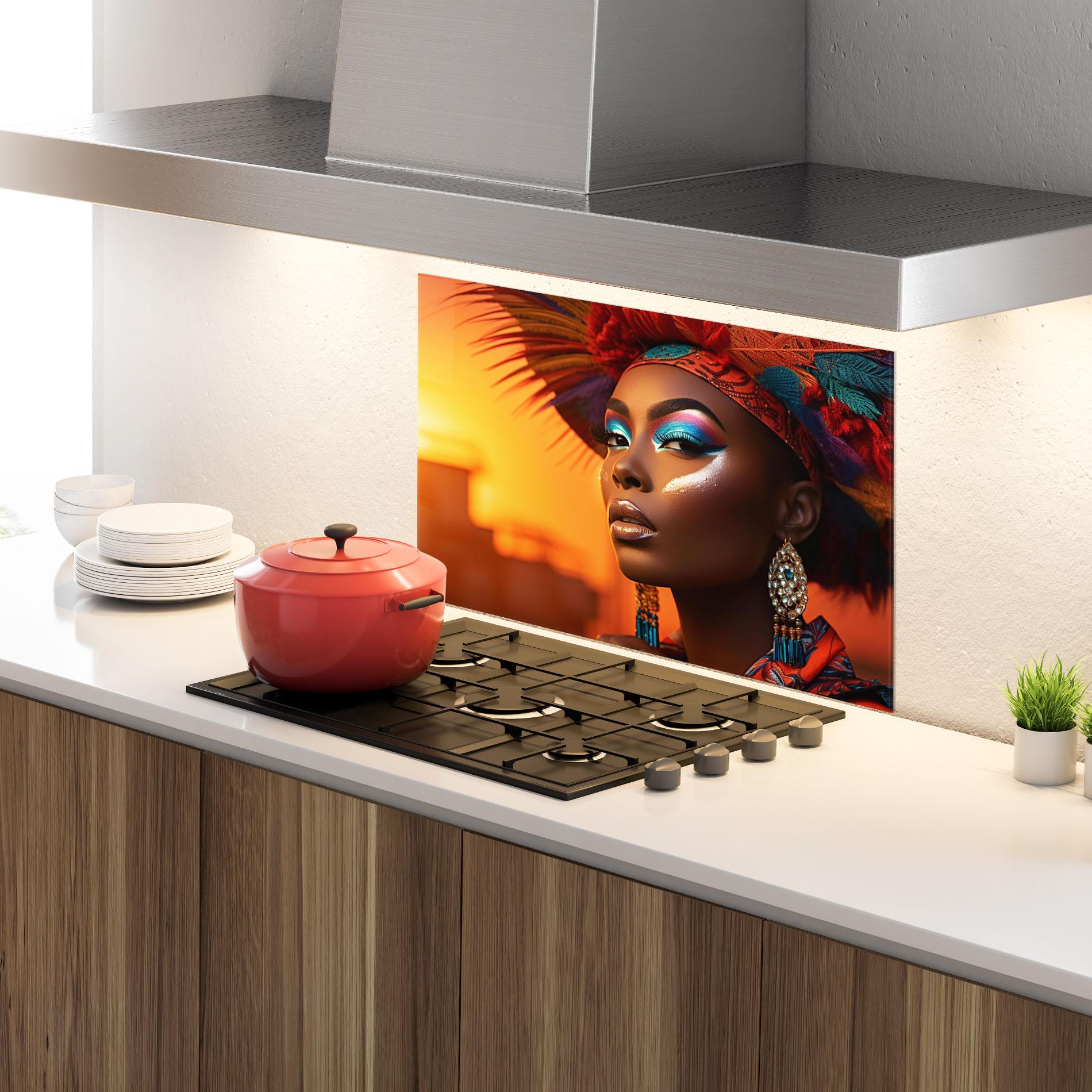 Panel Szklany do Kuchni Elaborate Makeup Woman mockup 4