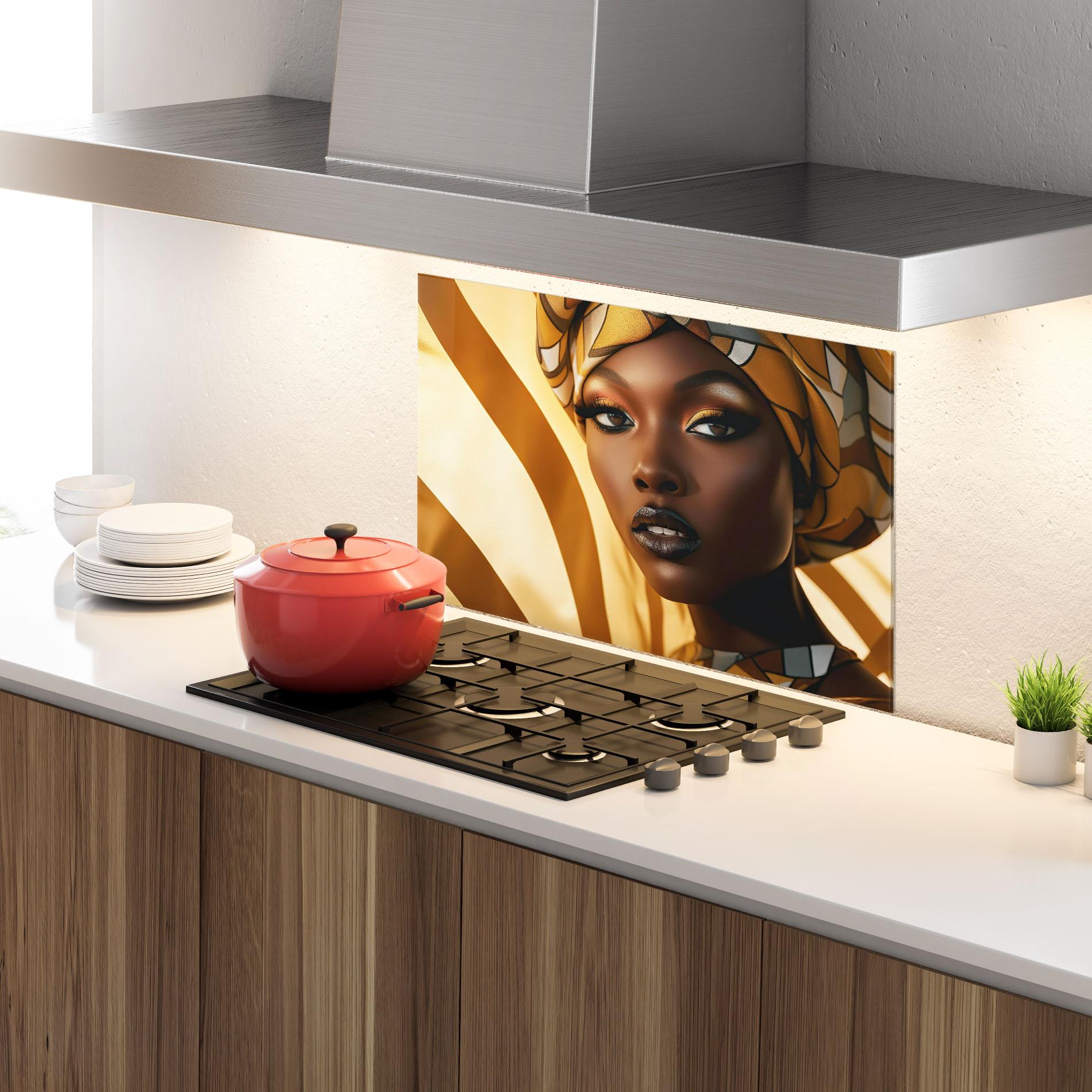 Panel Szklany do Kuchni Fashion African Woman mockup 4