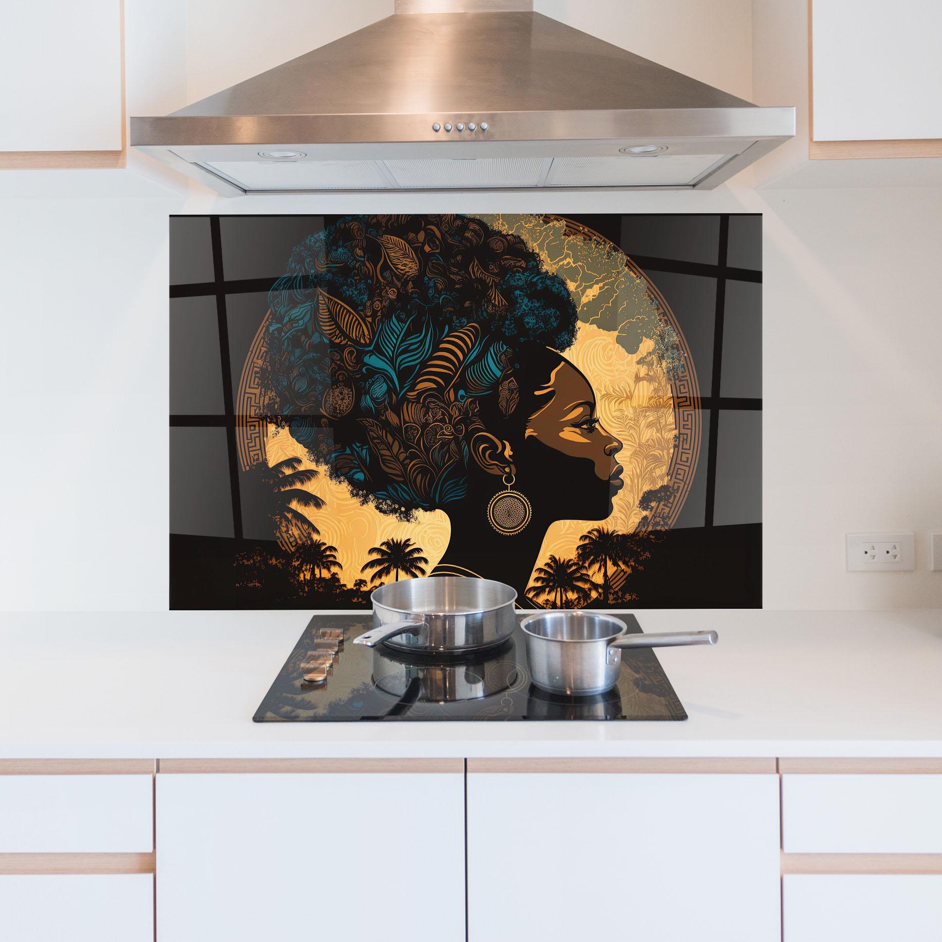 Panel Szklany do Kuchni African Profile Woman mockup 5