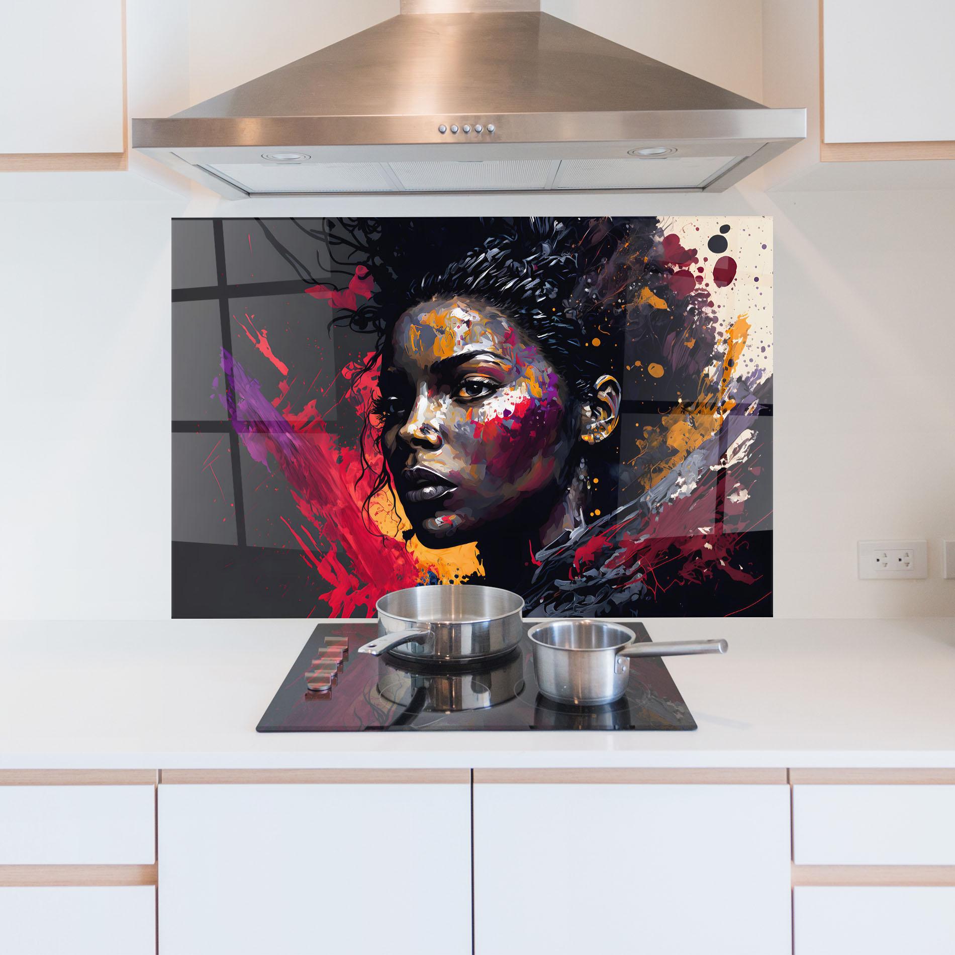 Panel Szklany do Kuchni African Woman Splash mockup 5