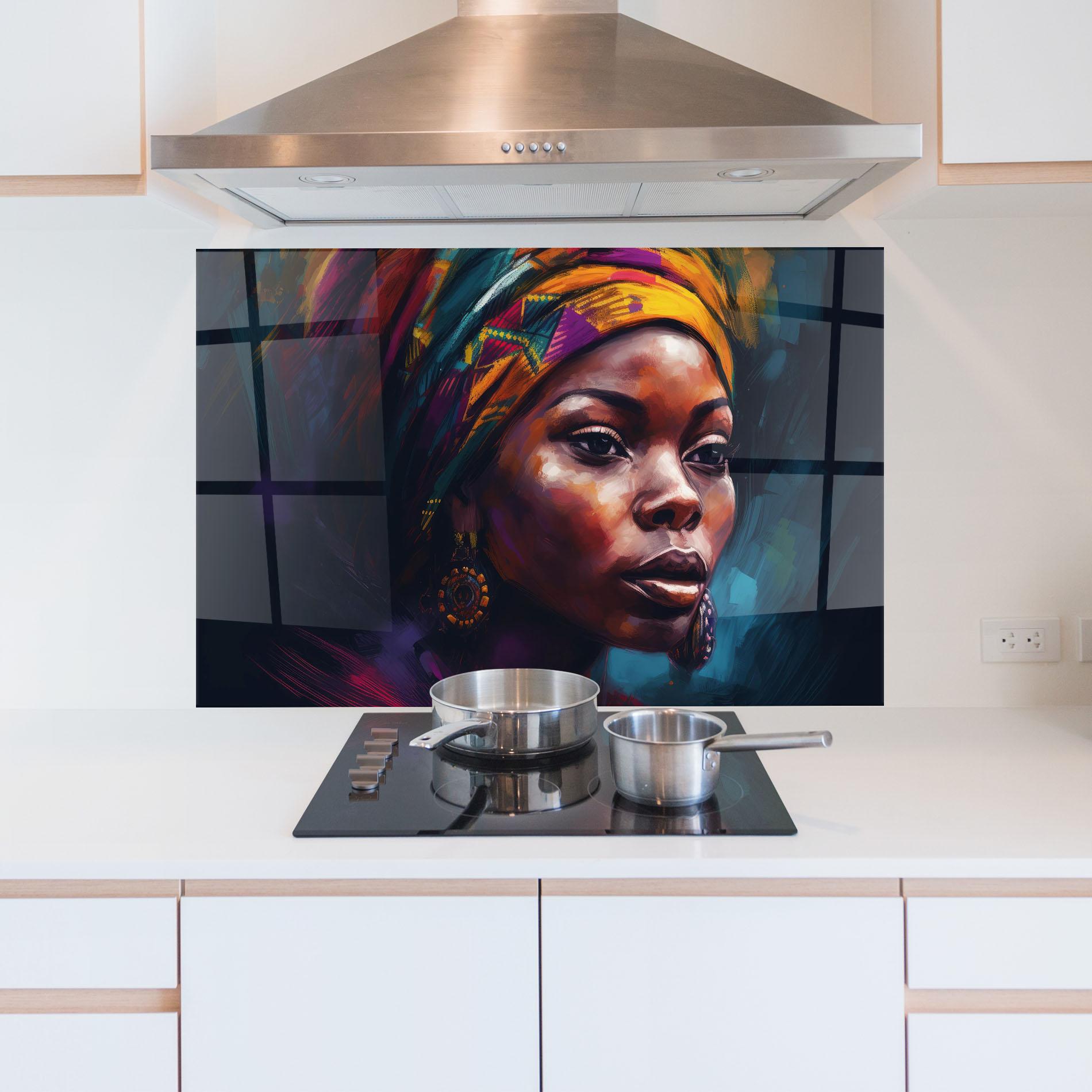 Panel Szklany do Kuchni Black Traditional Woman mockup 5