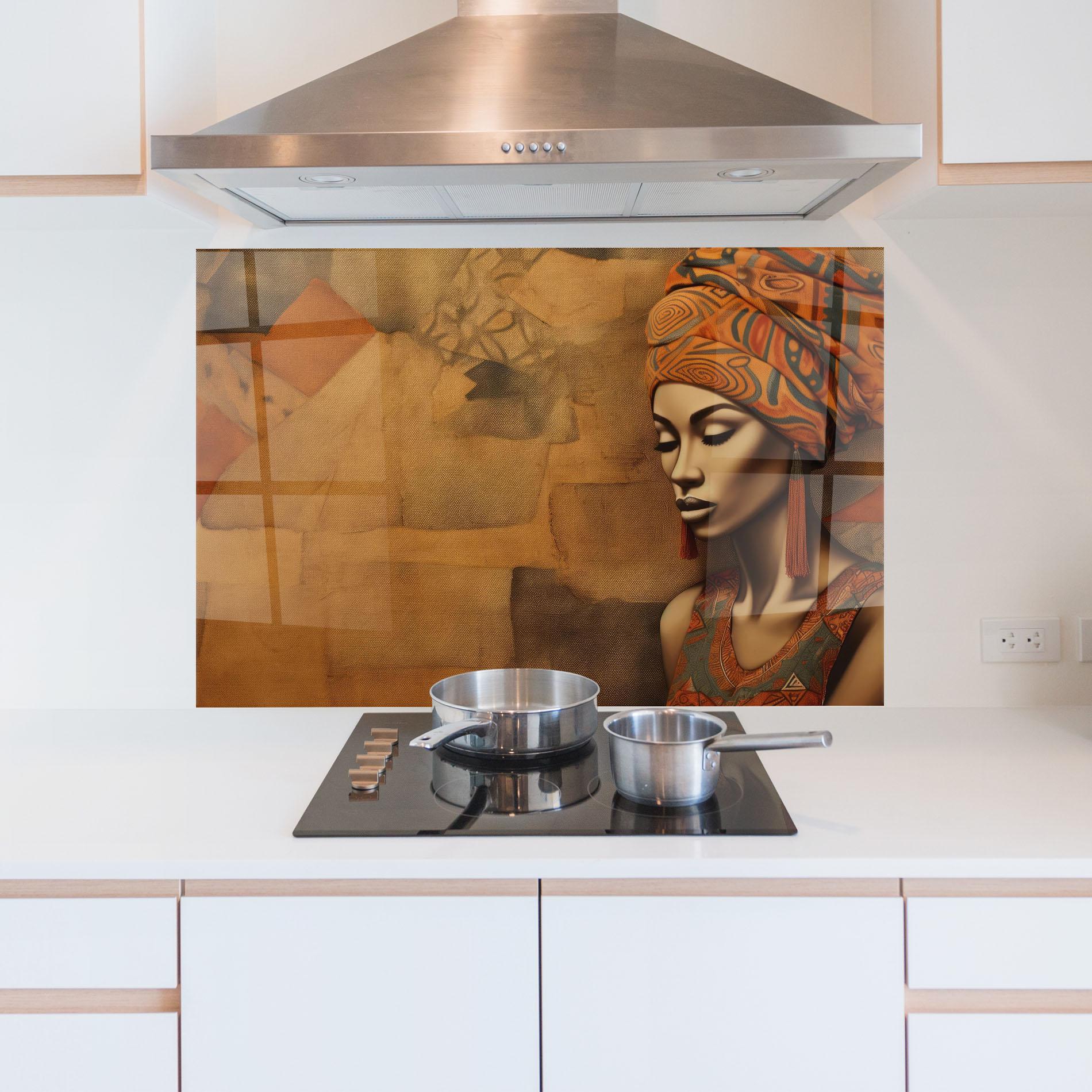 Panel Szklany do Kuchni Contemporary African Art mockup 5